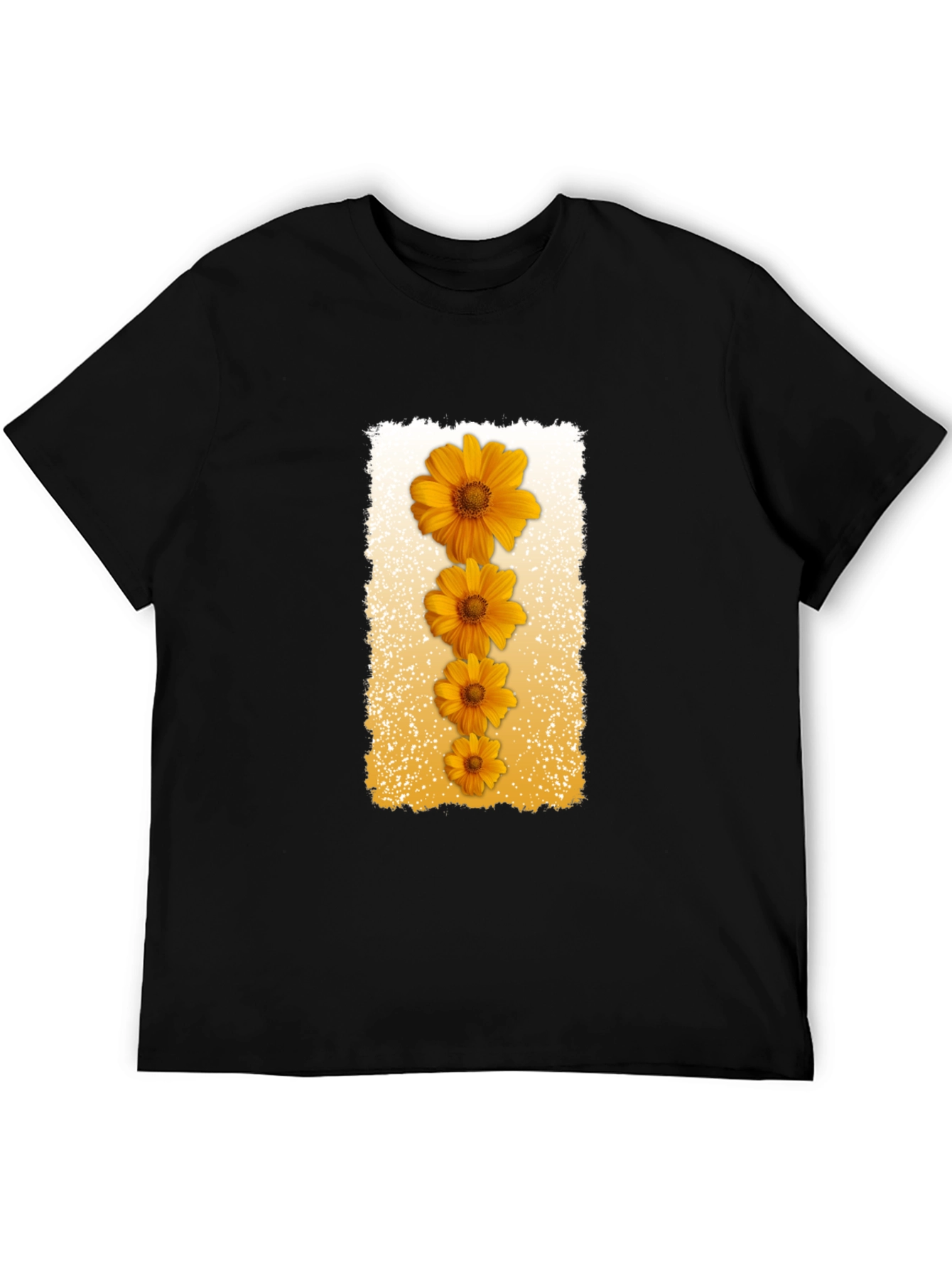 Floral Cascade Black T-Shirt