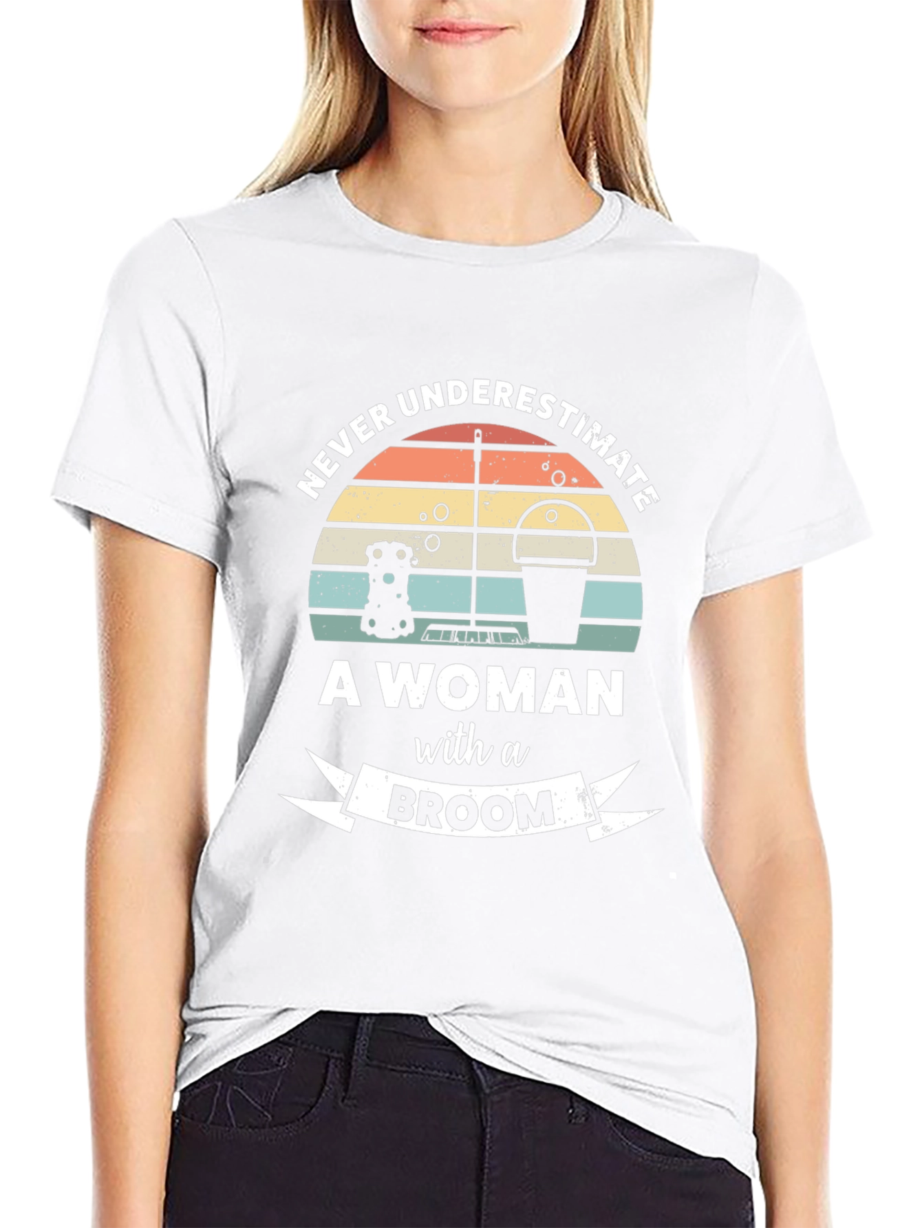 Never Underestimate A Woman with a Broom T-Shirt