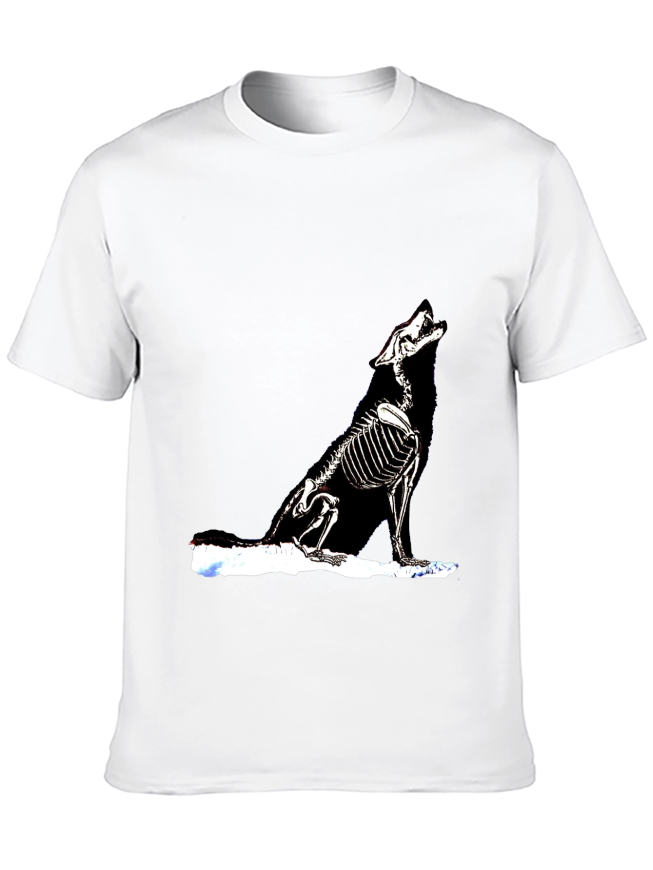Skeleton Wolf Graphic T-Shirt - Black Unique Design