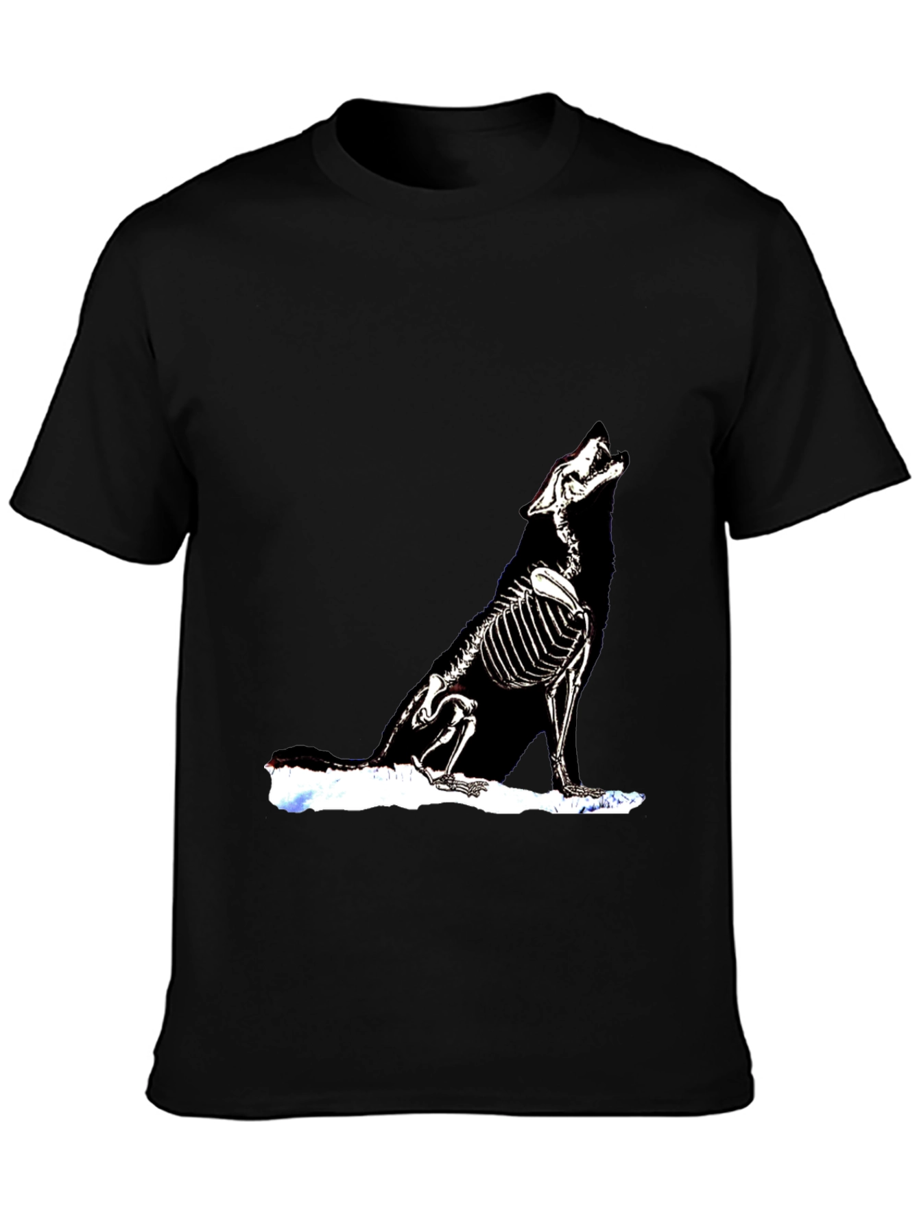 Skeleton Wolf Graphic T-Shirt - Black Unique Design