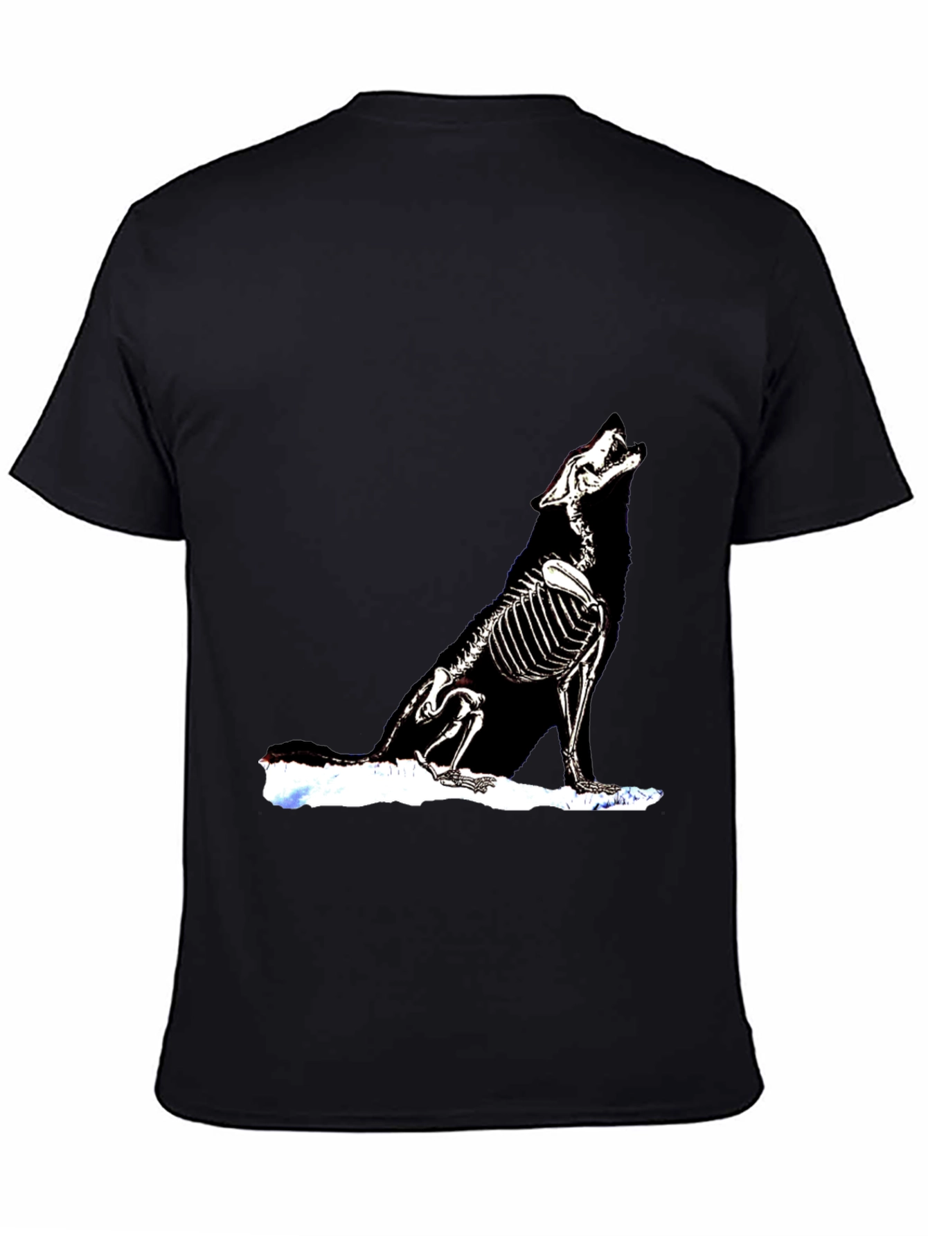 Skeleton Wolf Graphic T-Shirt - Black Unique Design