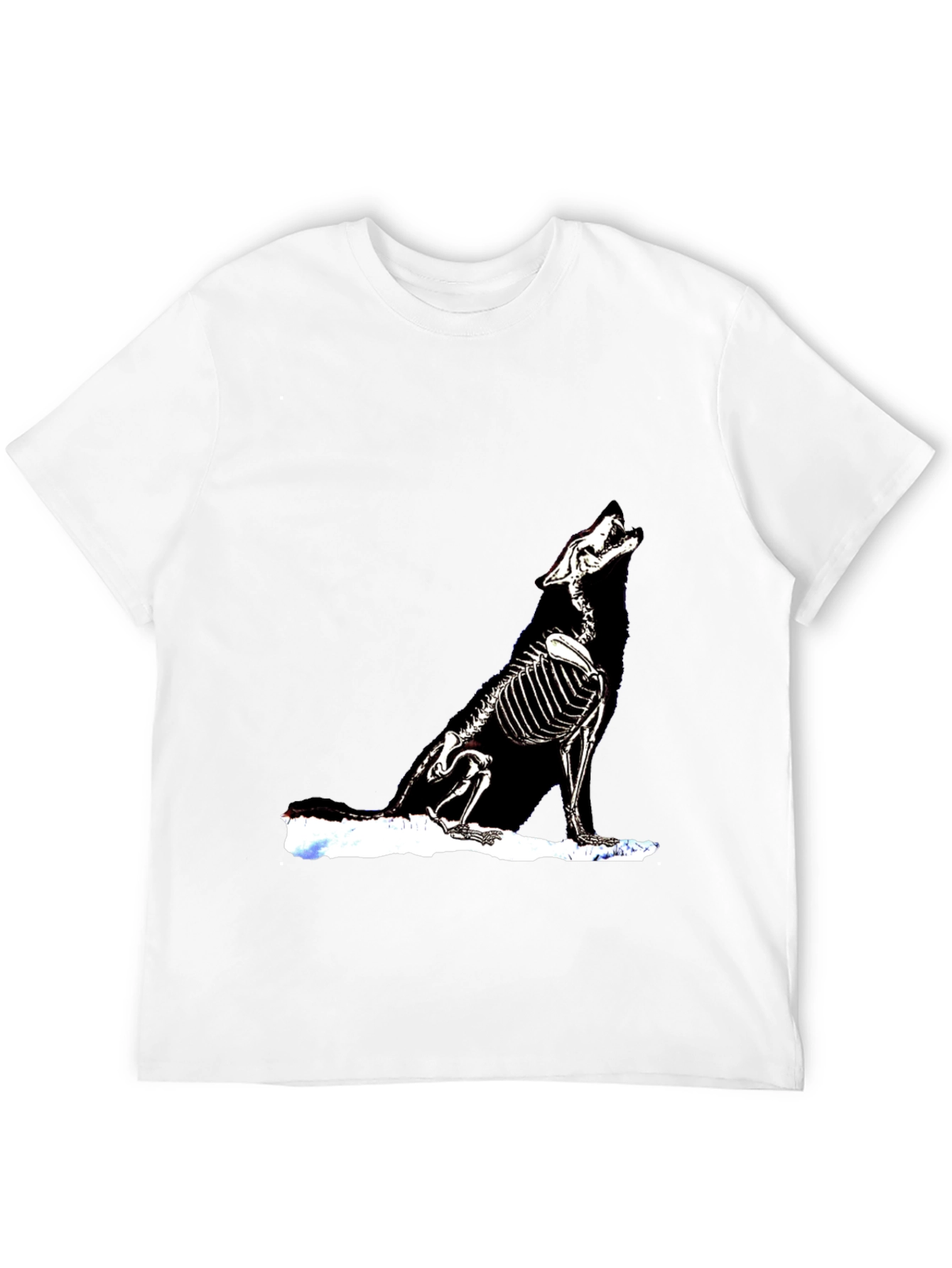 Skeleton Wolf Graphic T-Shirt - Black Unique Design