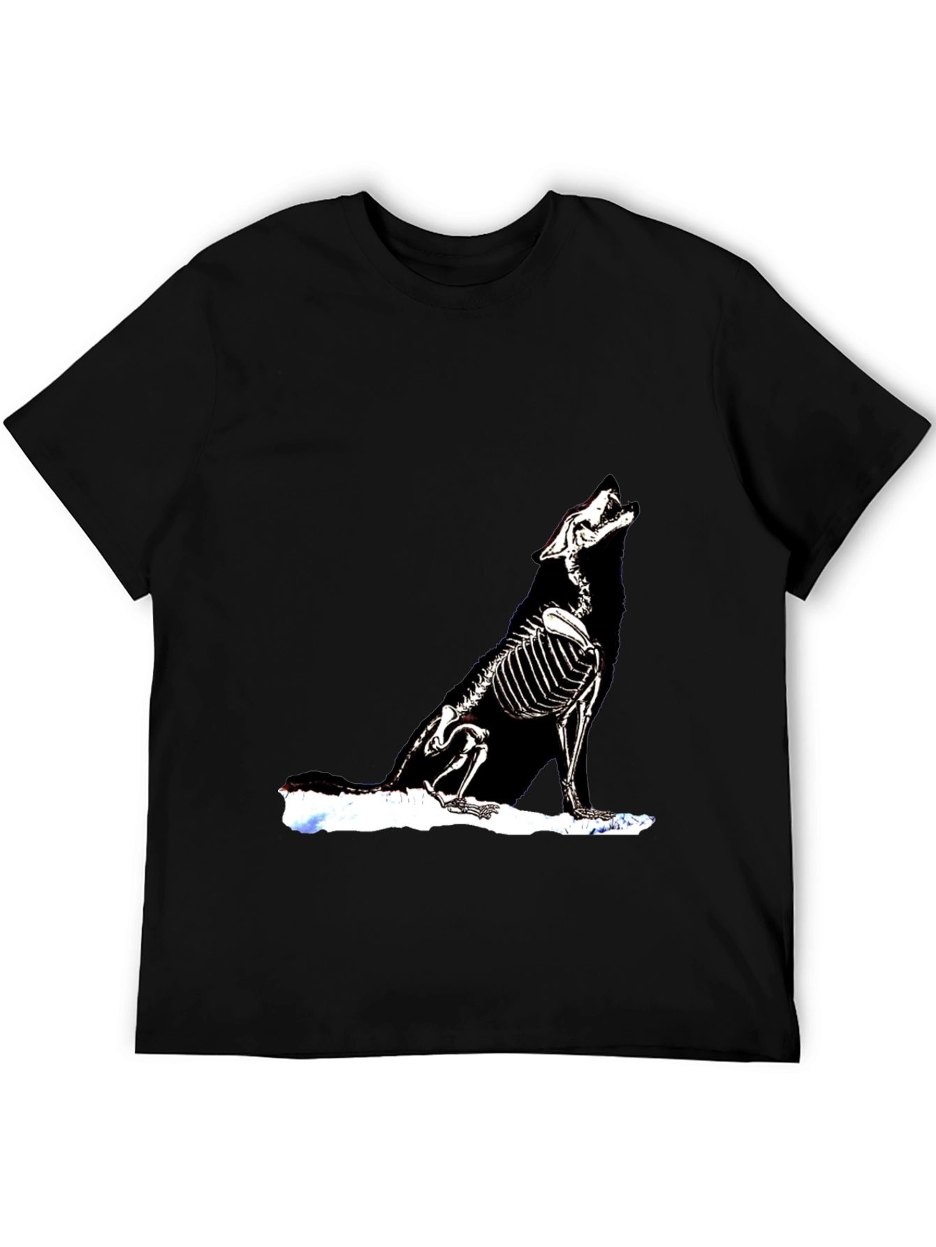 Skeleton Wolf Graphic T-Shirt - Black Unique Design