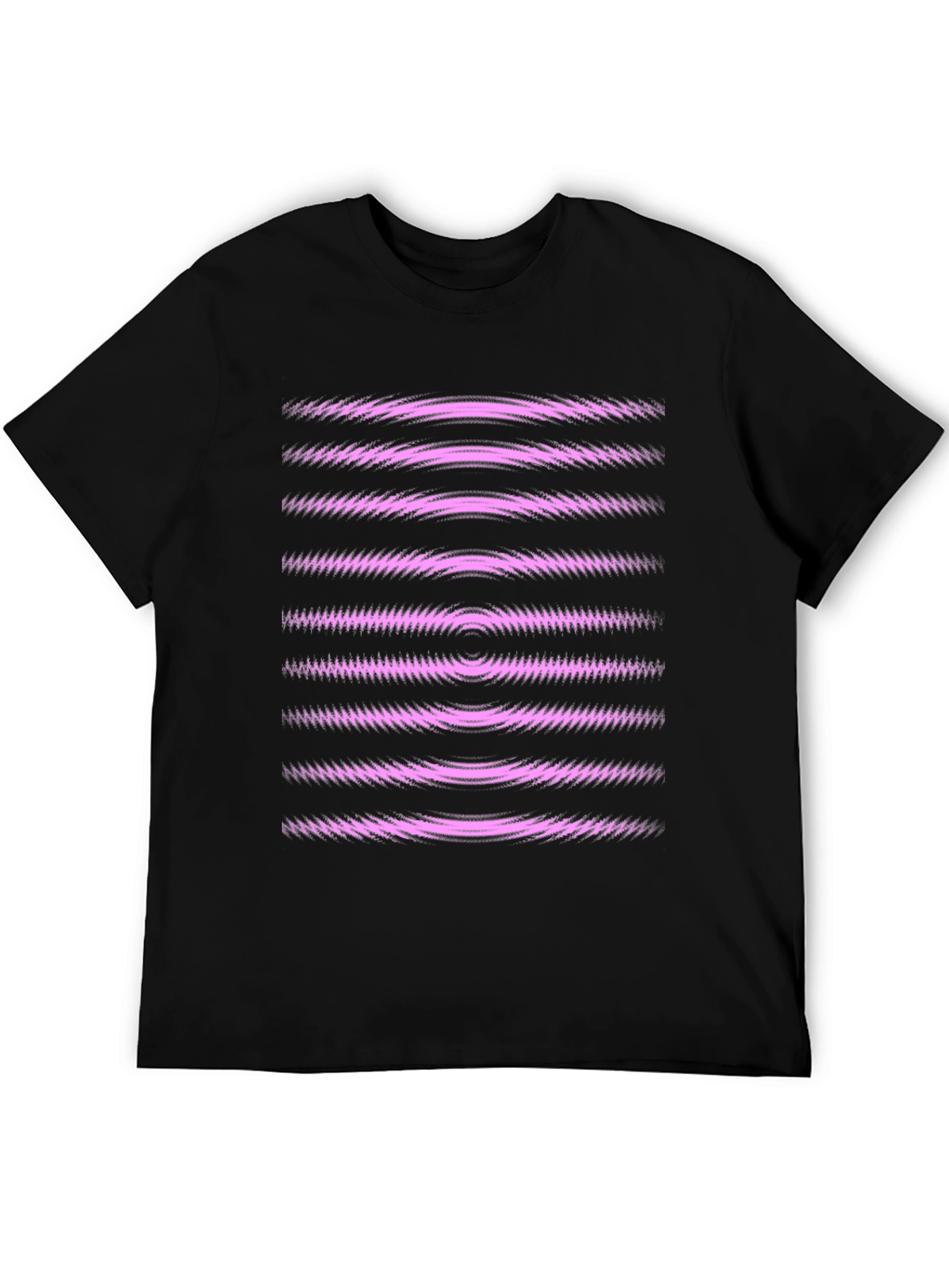 Abstract Graphic Tee - Black with Pink Waves