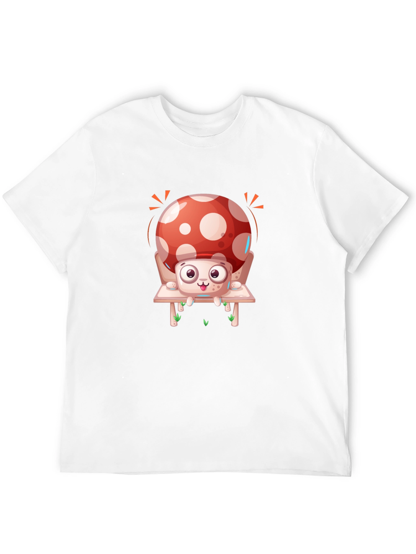 Mushroom Graphic Tee - Whimsical Design Black Cotton