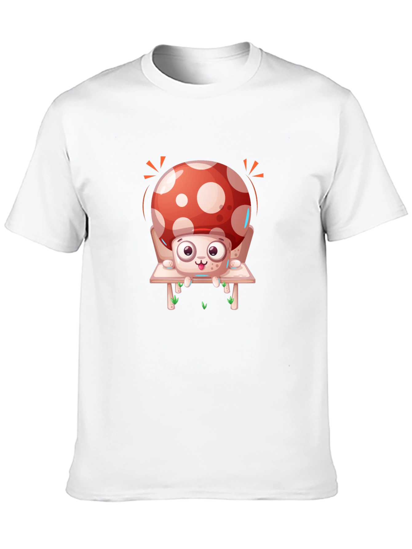 Mushroom Graphic Tee - Whimsical Design Black Cotton