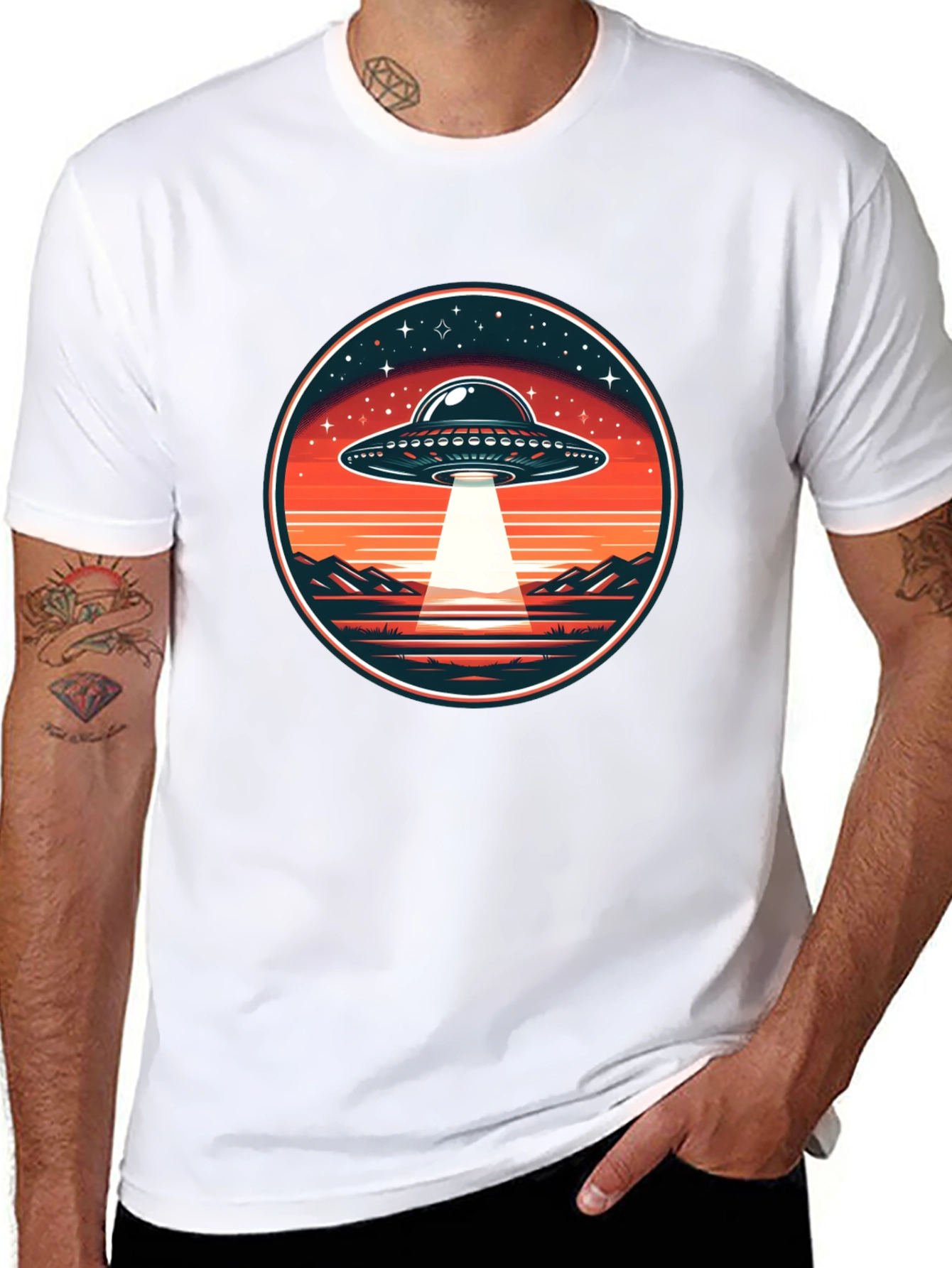 Retro UFO Abduction Graphic Tee