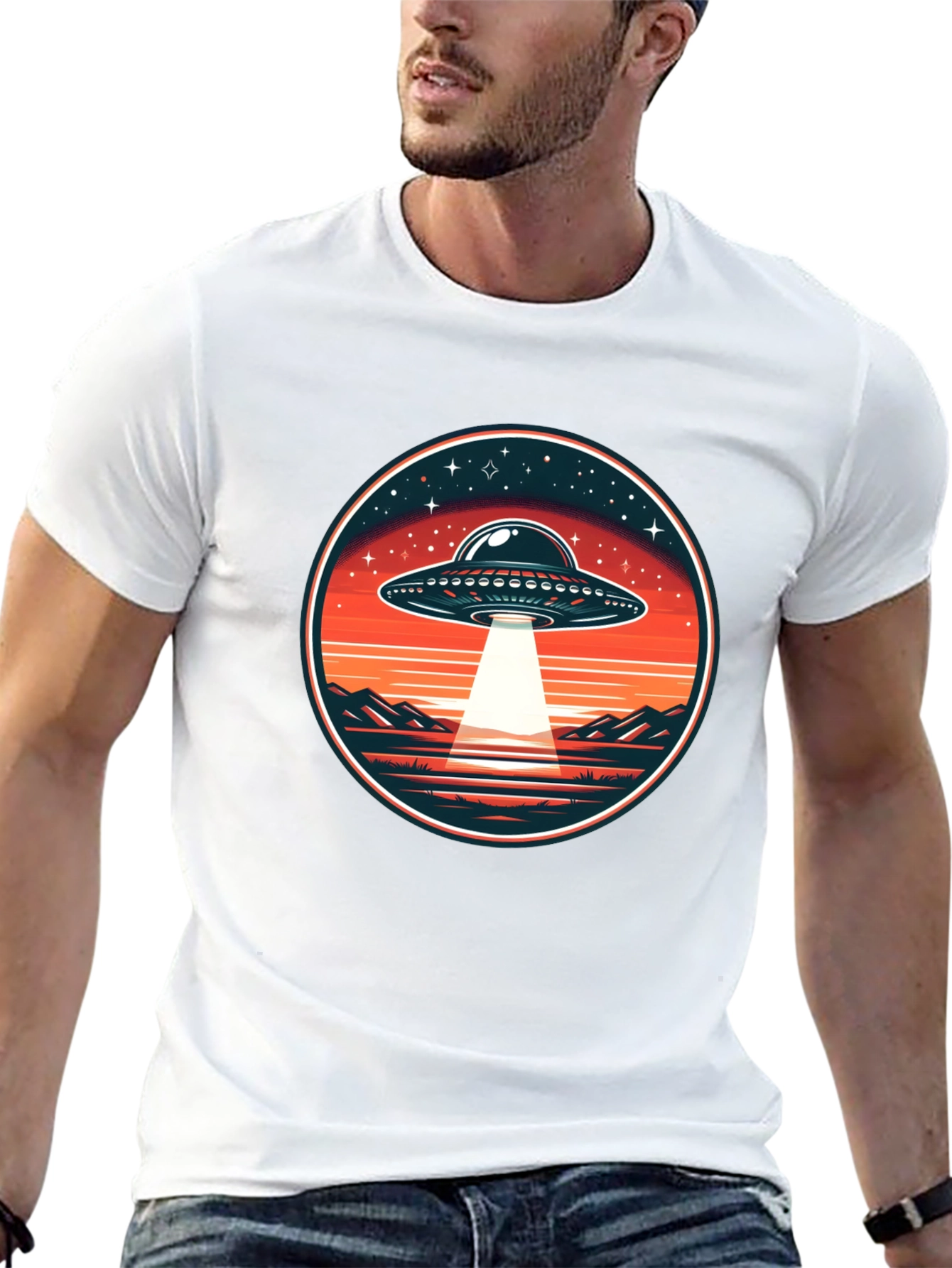 Retro UFO Abduction Graphic Tee