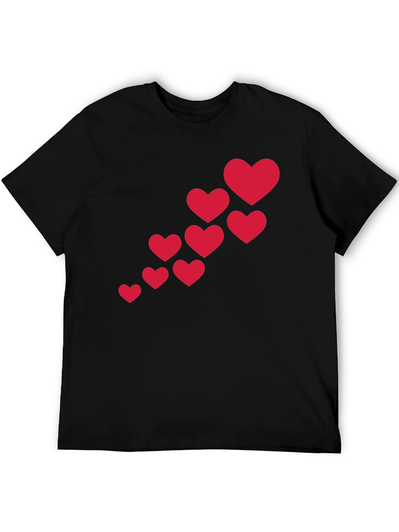 Heart Cascade Black T-Shirt
