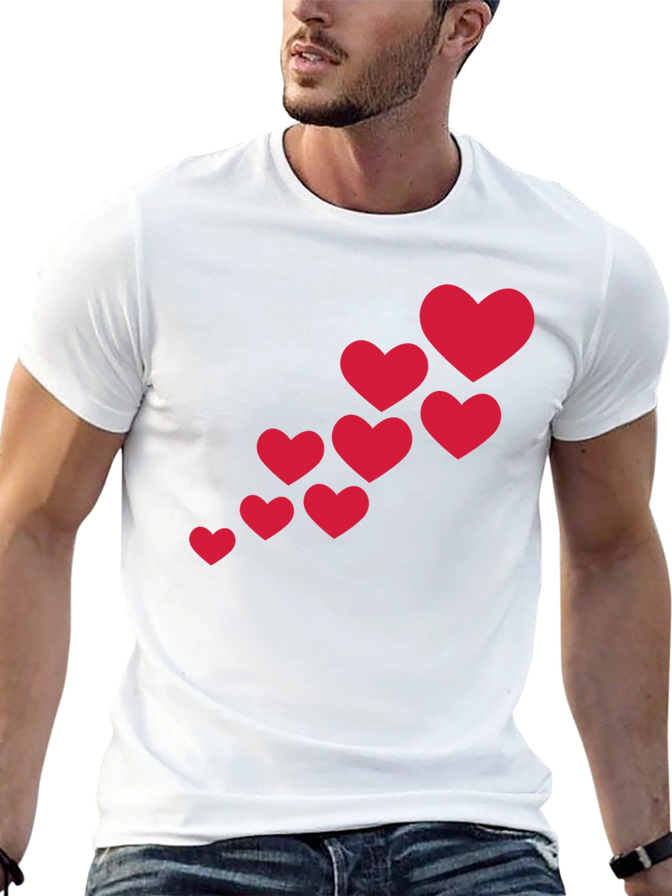 Heart Cascade Black T-Shirt