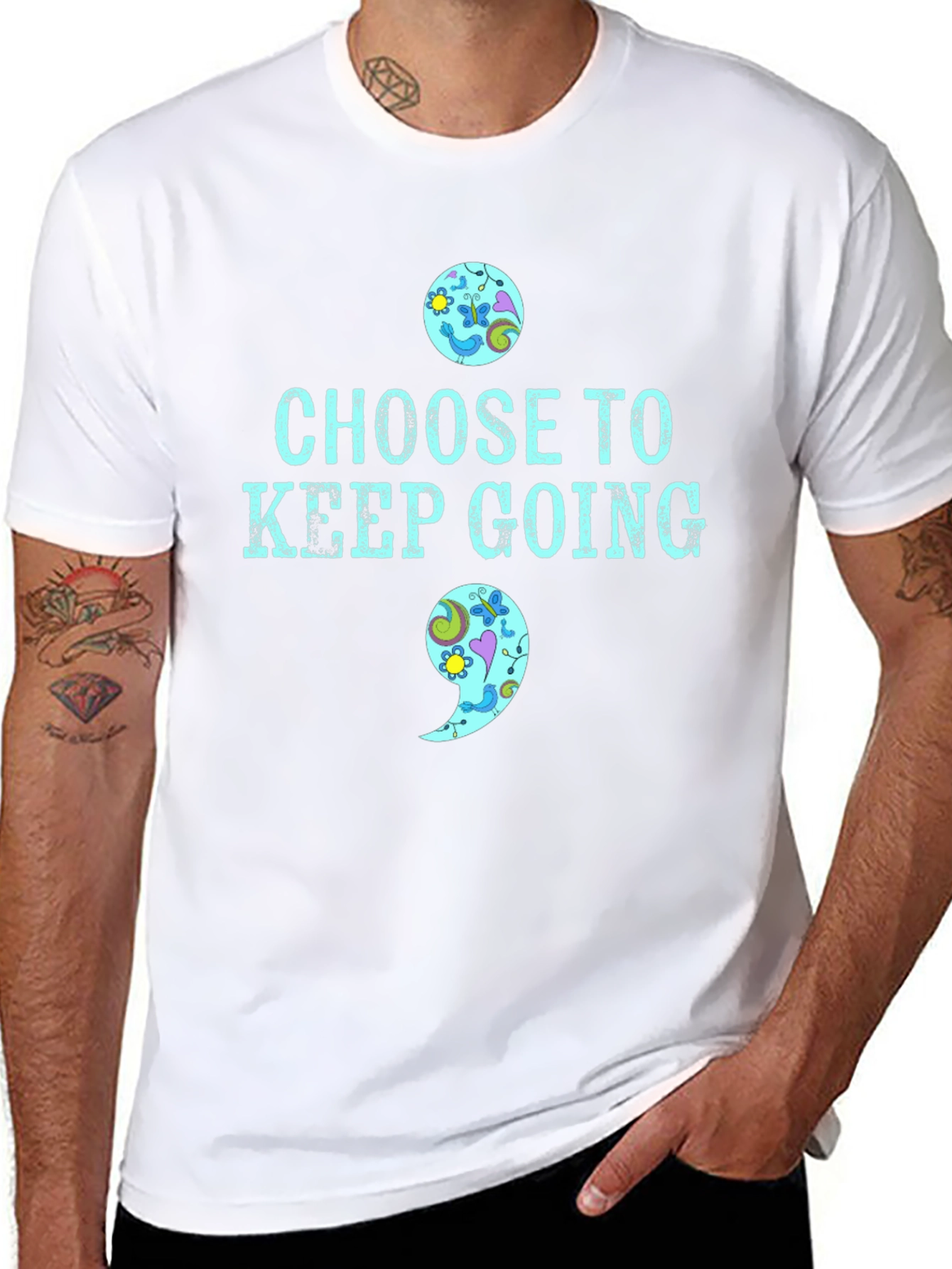 Choose To Keep Going T-Shirt Semicolon Mental Health Awareness