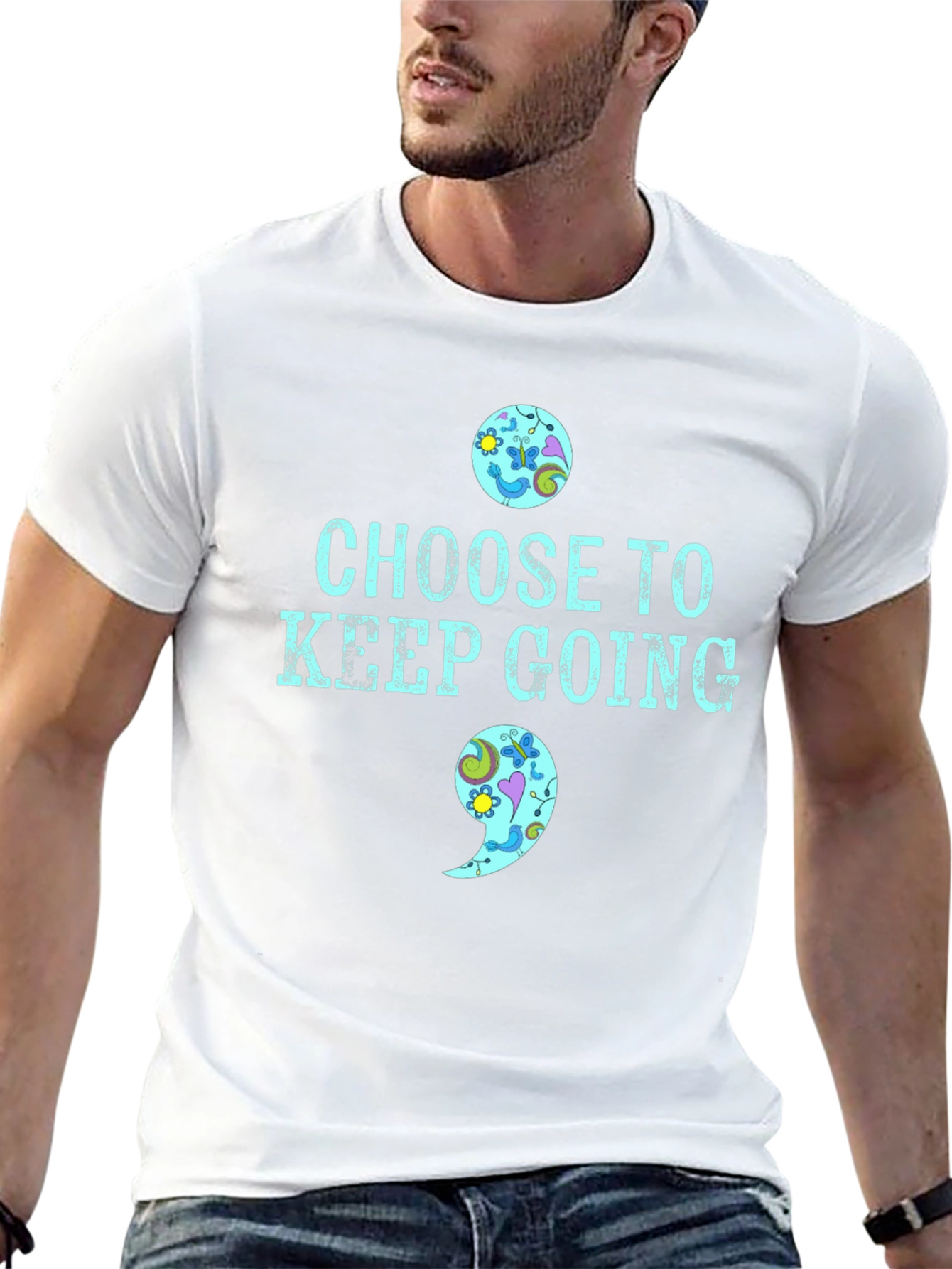 Choose To Keep Going T-Shirt Semicolon Mental Health Awareness