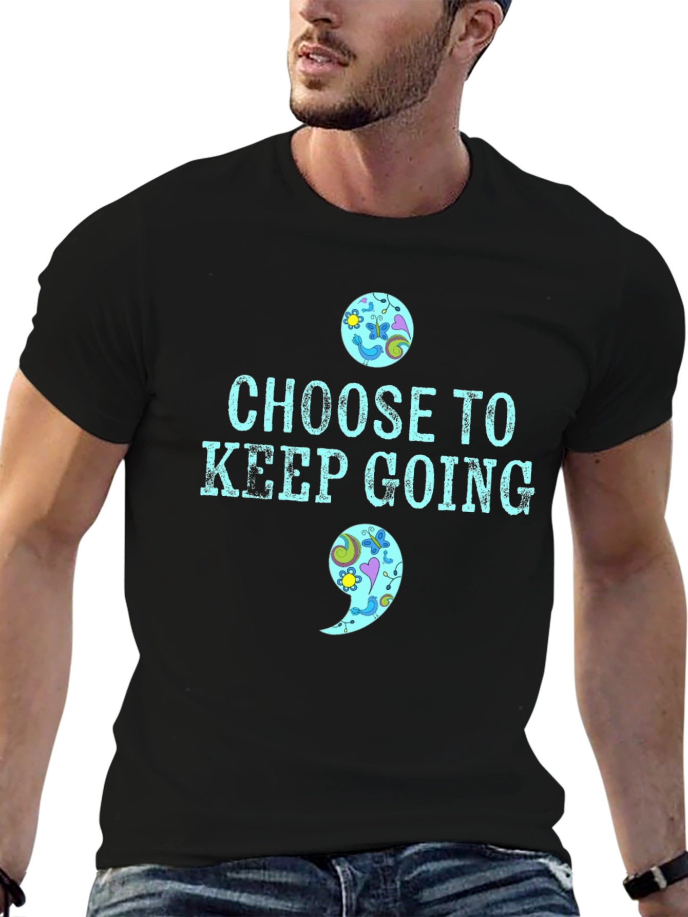 Choose To Keep Going T-Shirt Semicolon Mental Health Awareness