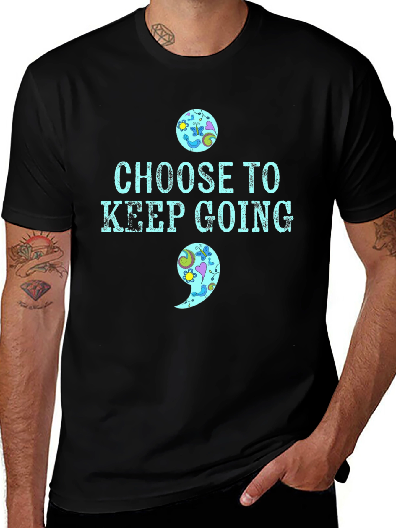 Choose To Keep Going T-Shirt Semicolon Mental Health Awareness