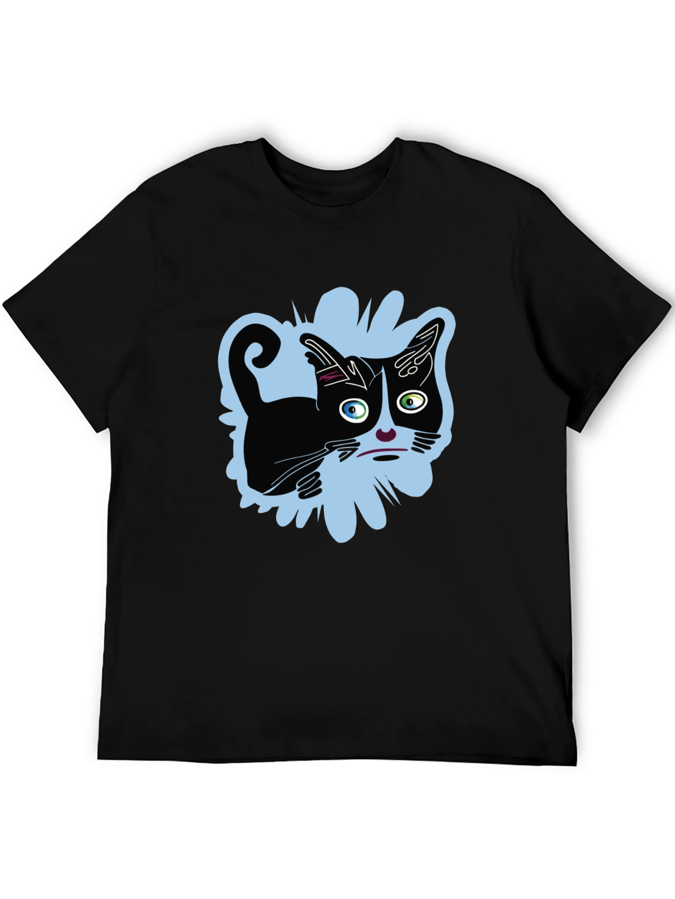 Crazy Cat Graphic Tee - Black Unisex Shirt