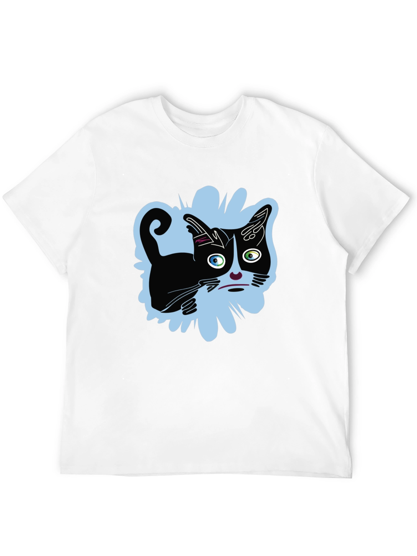 Crazy Cat Graphic Tee - Black Unisex Shirt