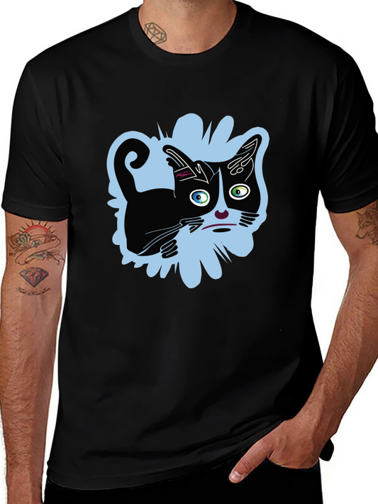 Crazy Cat Graphic Tee - Black Unisex Shirt