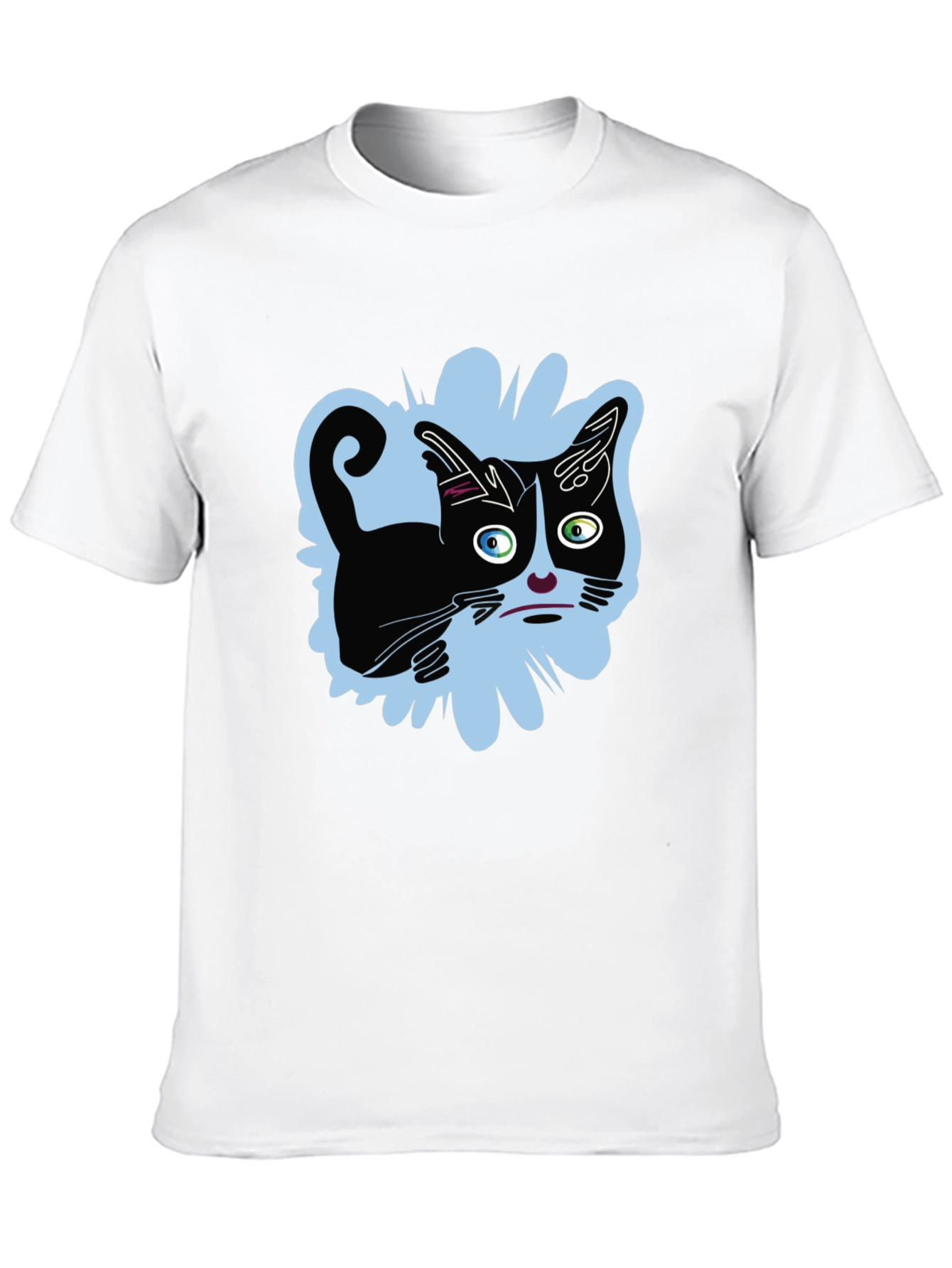 Crazy Cat Graphic Tee - Black Unisex Shirt