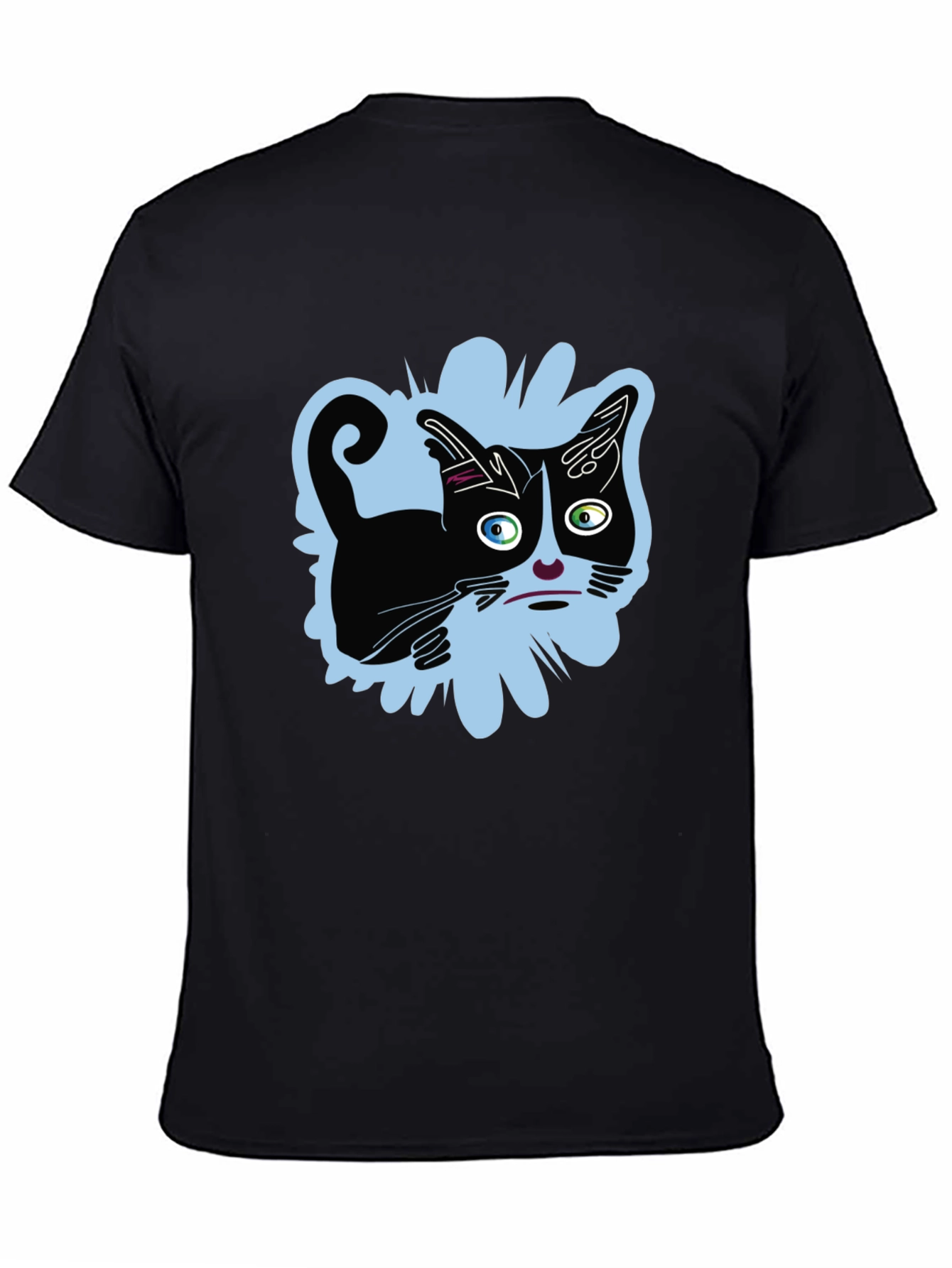 Crazy Cat Graphic Tee - Black Unisex Shirt