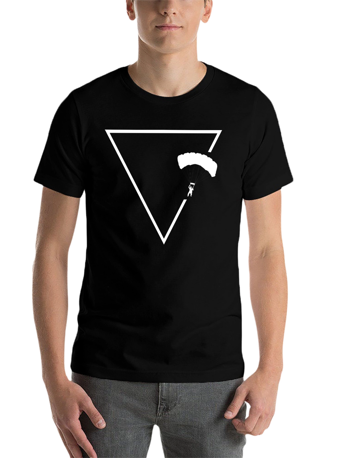 Parachute Triangle Graphic Tee - Black Cotton Casual Shirt