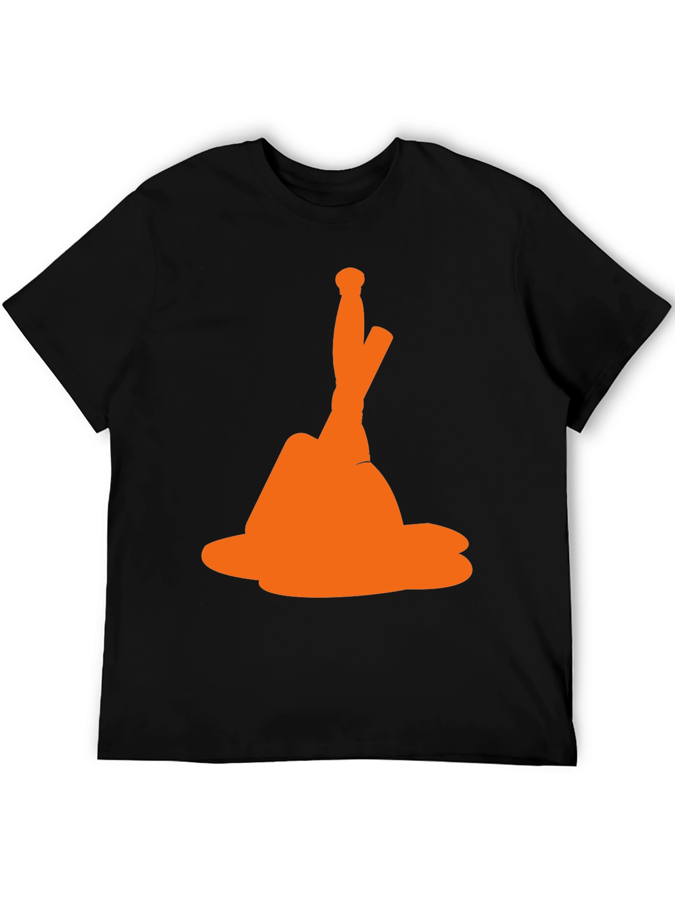 Novelty Orange Hat Graphic Black T-Shirt