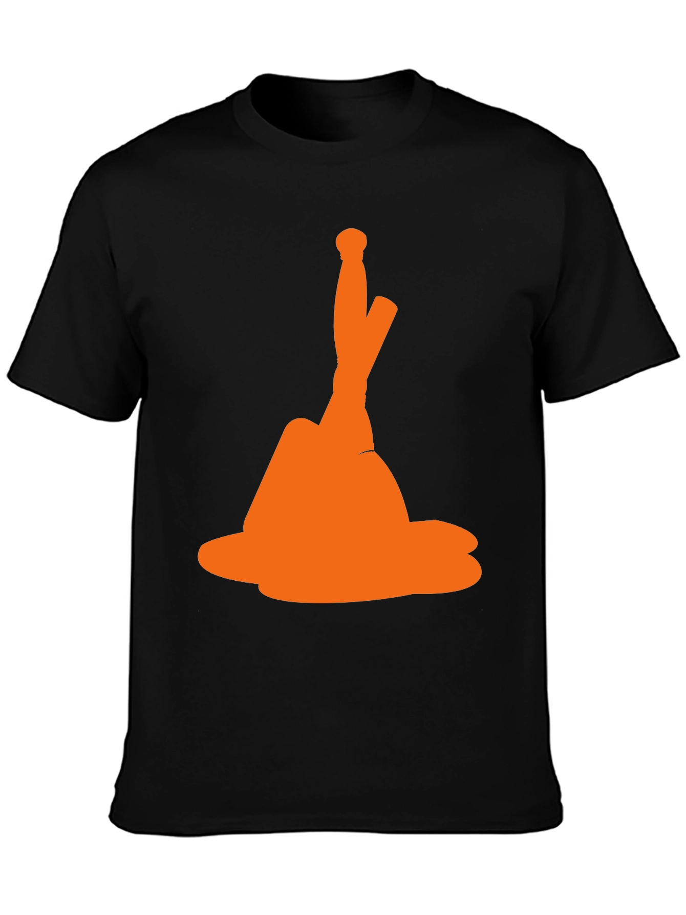 Novelty Orange Hat Graphic Black T-Shirt
