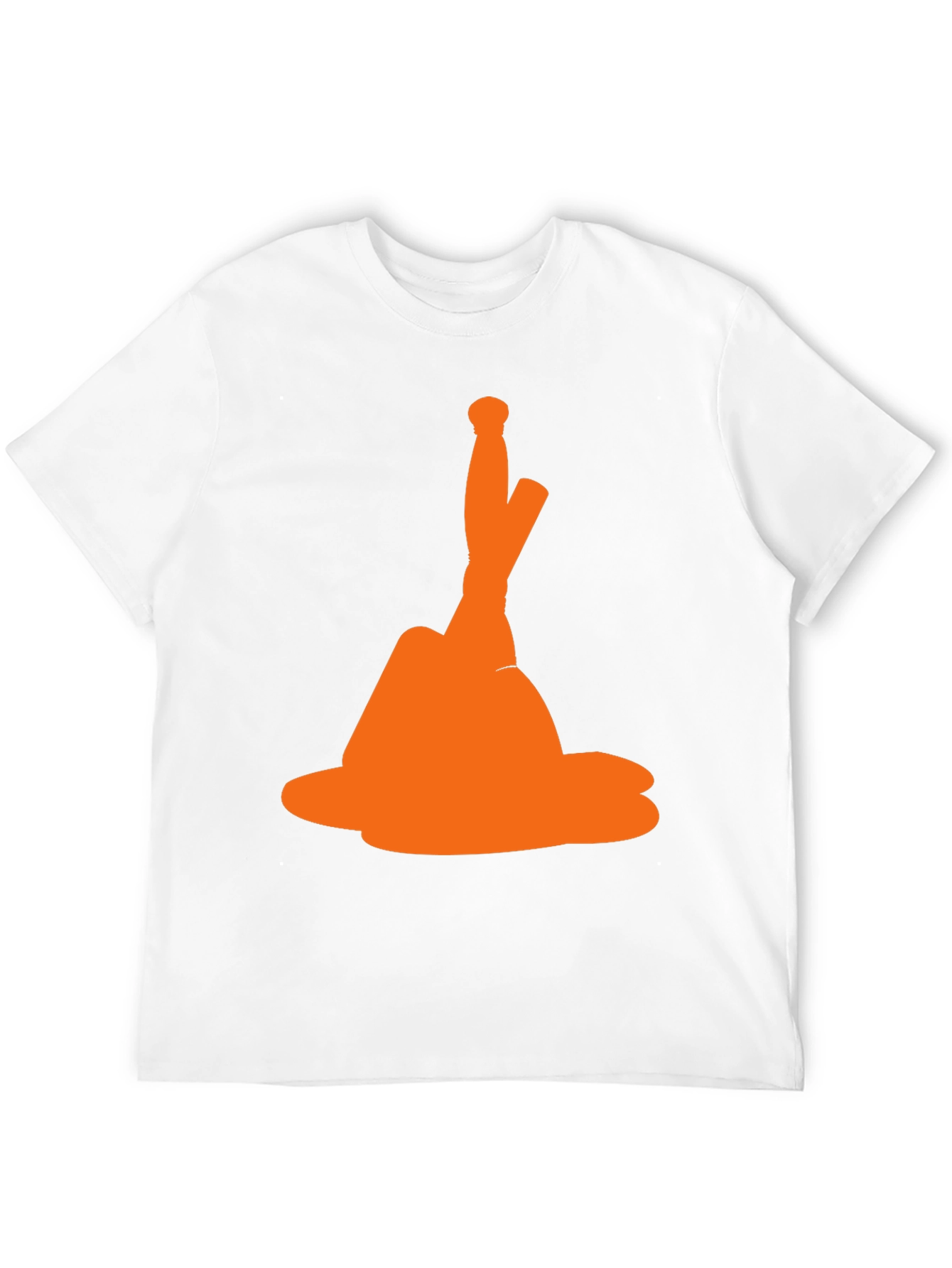 Novelty Orange Hat Graphic Black T-Shirt