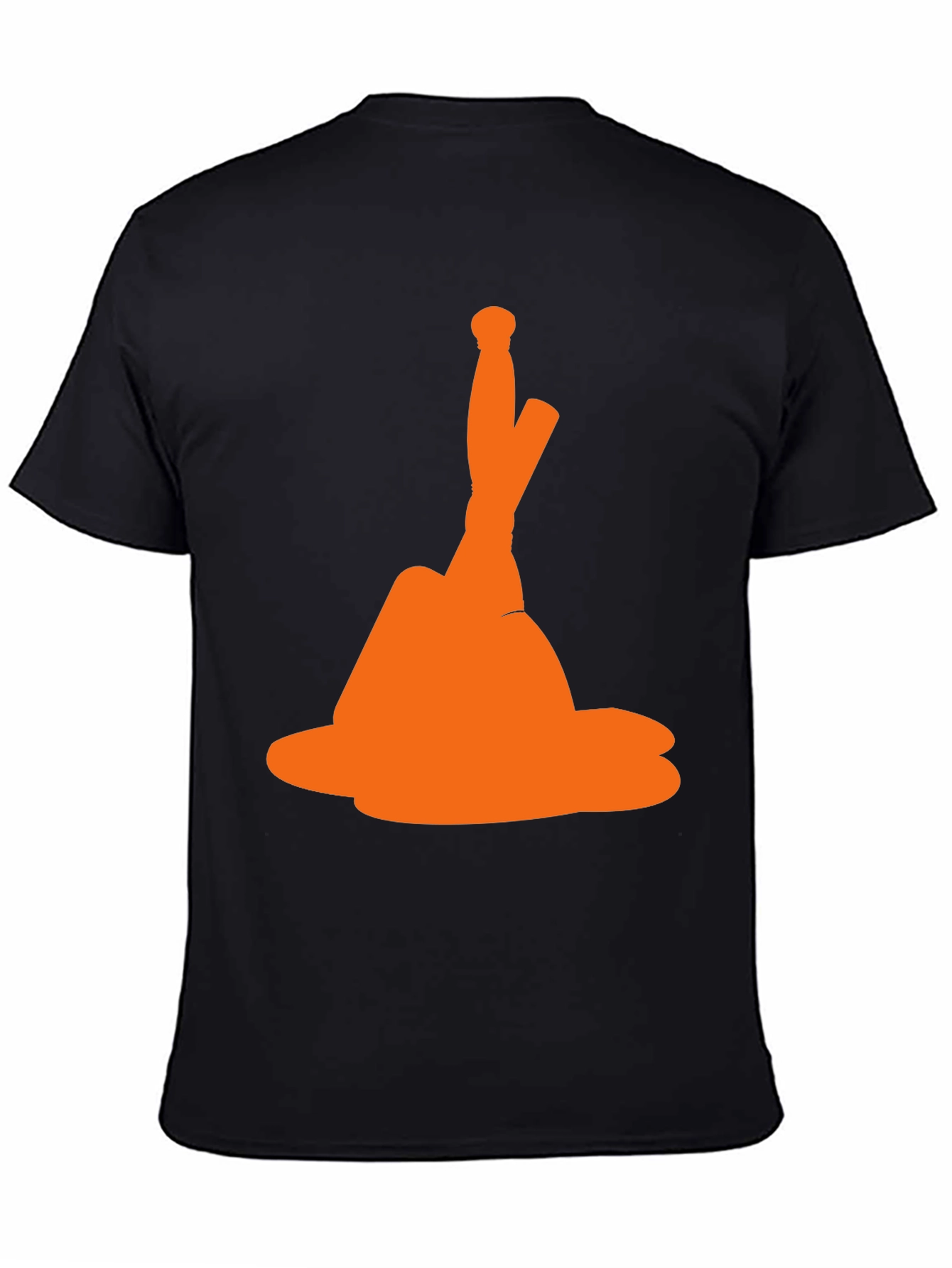 Novelty Orange Hat Graphic Black T-Shirt
