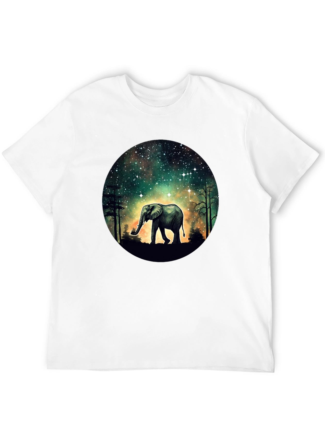 Elephant in Galaxy T-Shirt - Black Cotton Tee