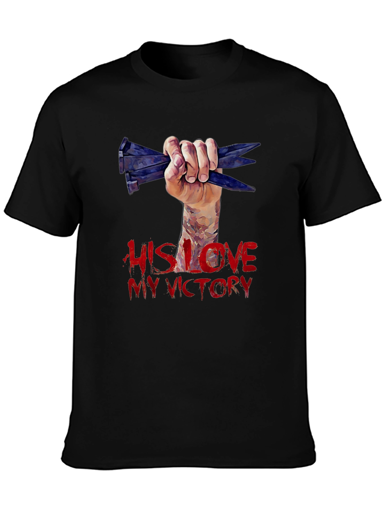 His Love My Victory Graphic Tee - Black