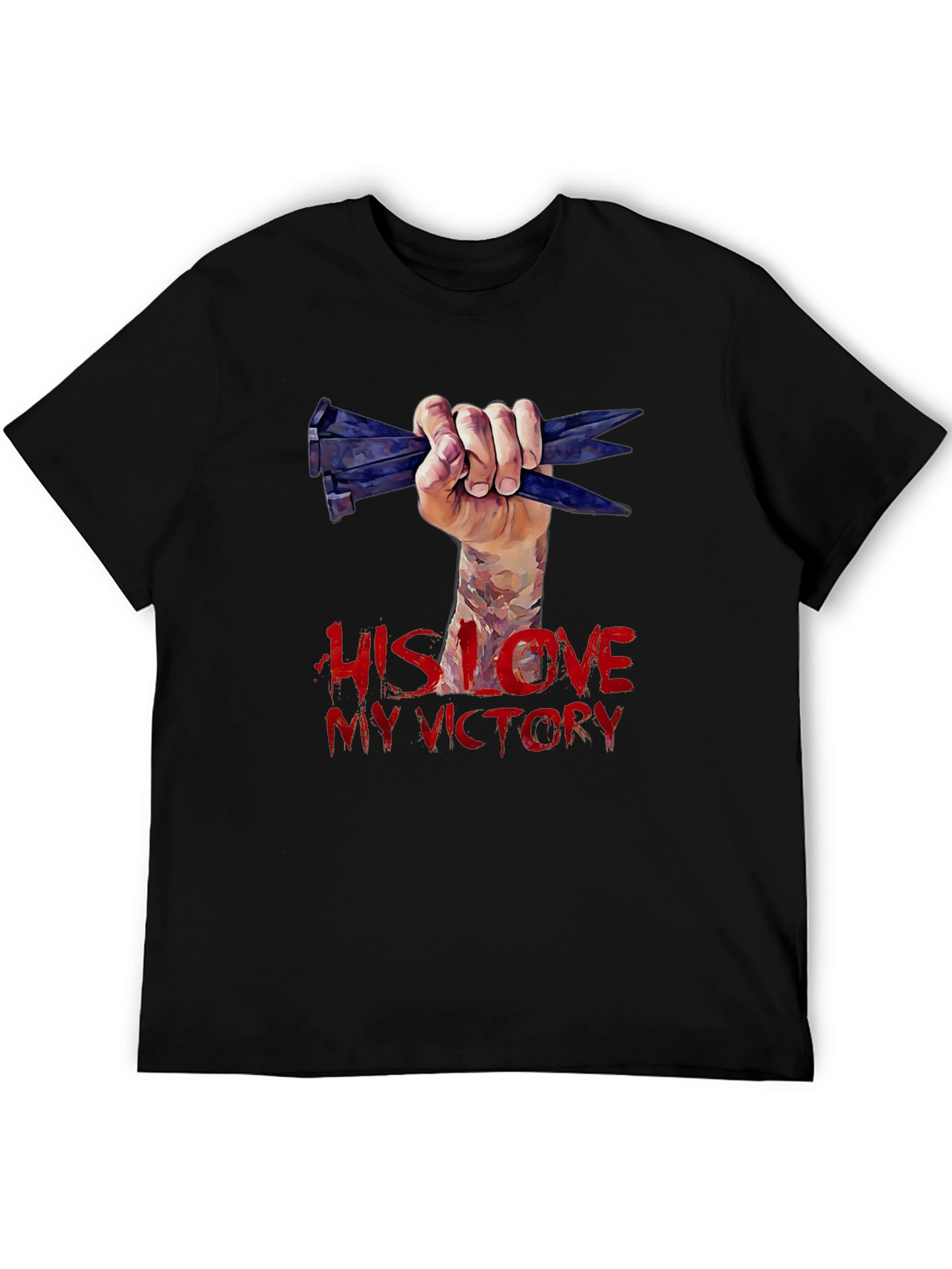 His Love My Victory Graphic Tee - Black