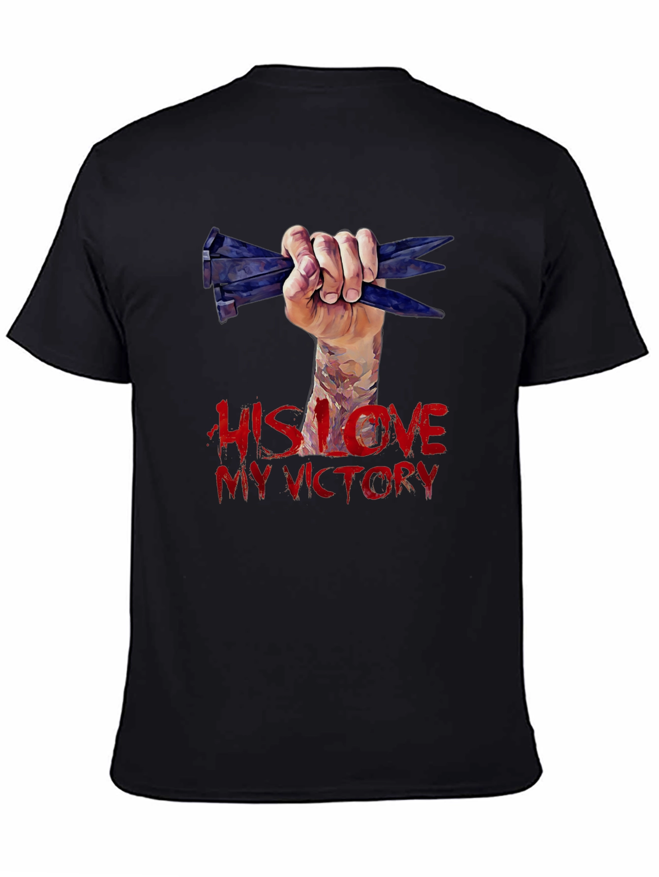 His Love My Victory Graphic Tee - Black