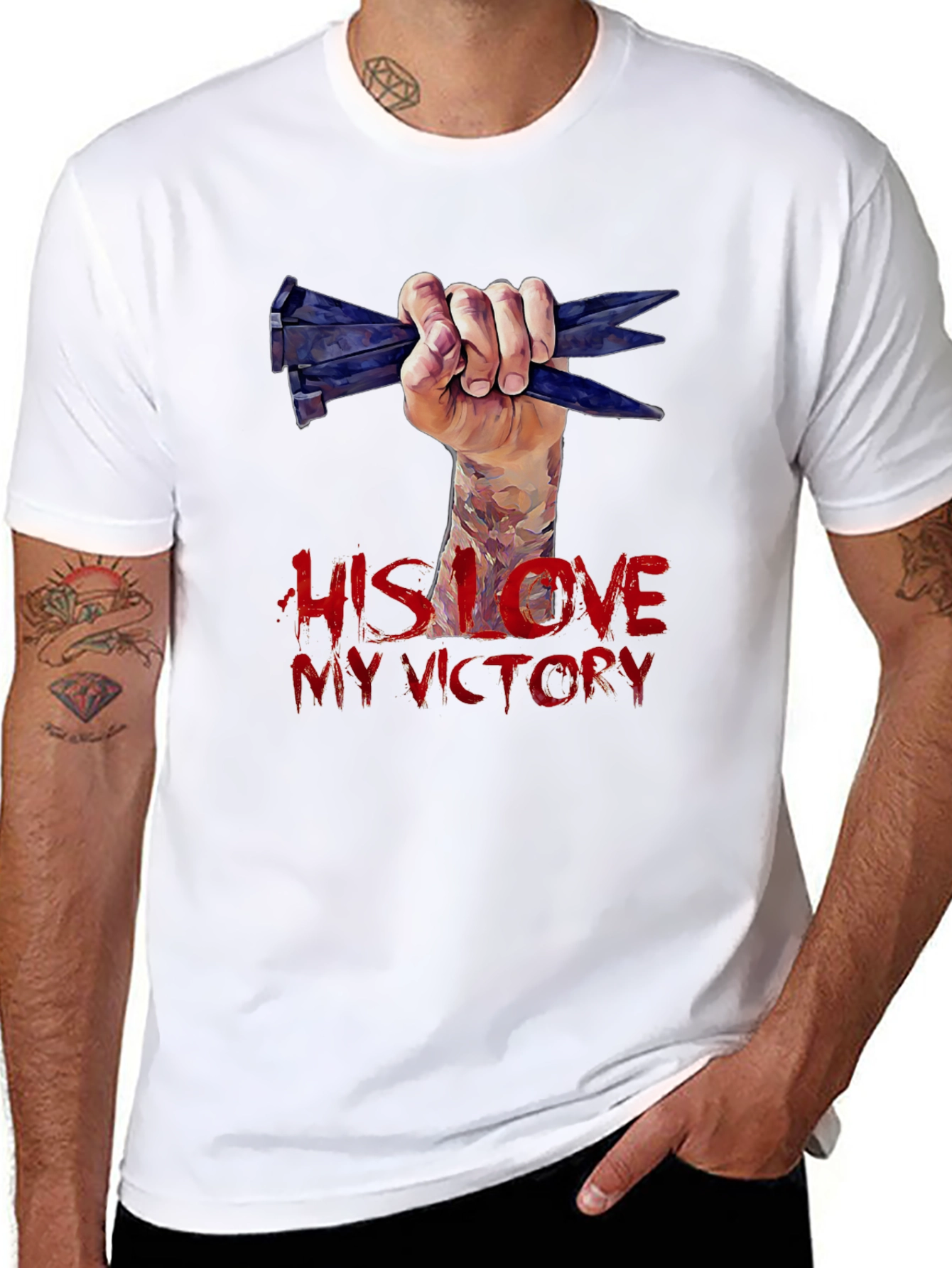 His Love My Victory Graphic Tee - Black
