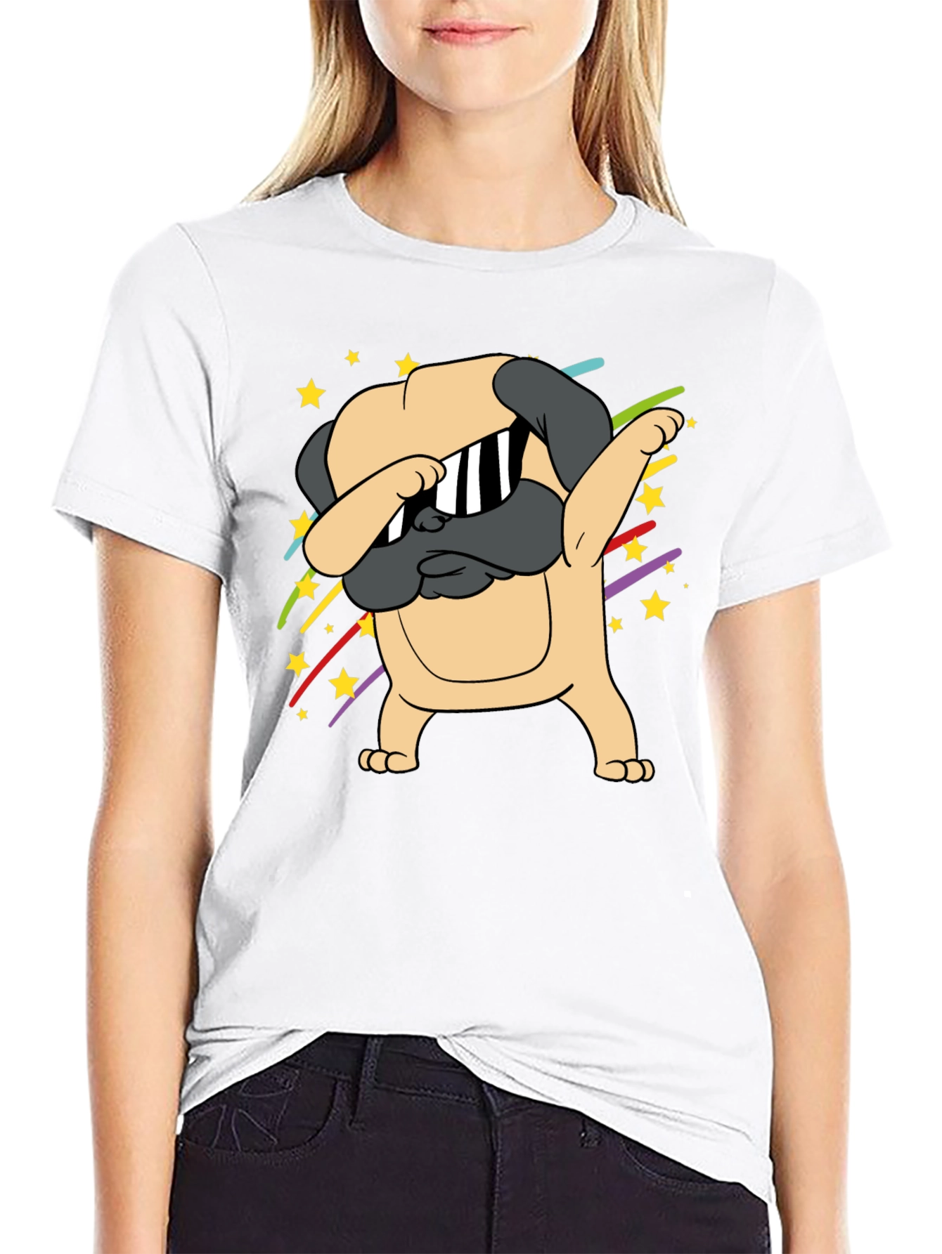 Dabbing Pug Graphic Tee - Trendy Dog Lover Shirt