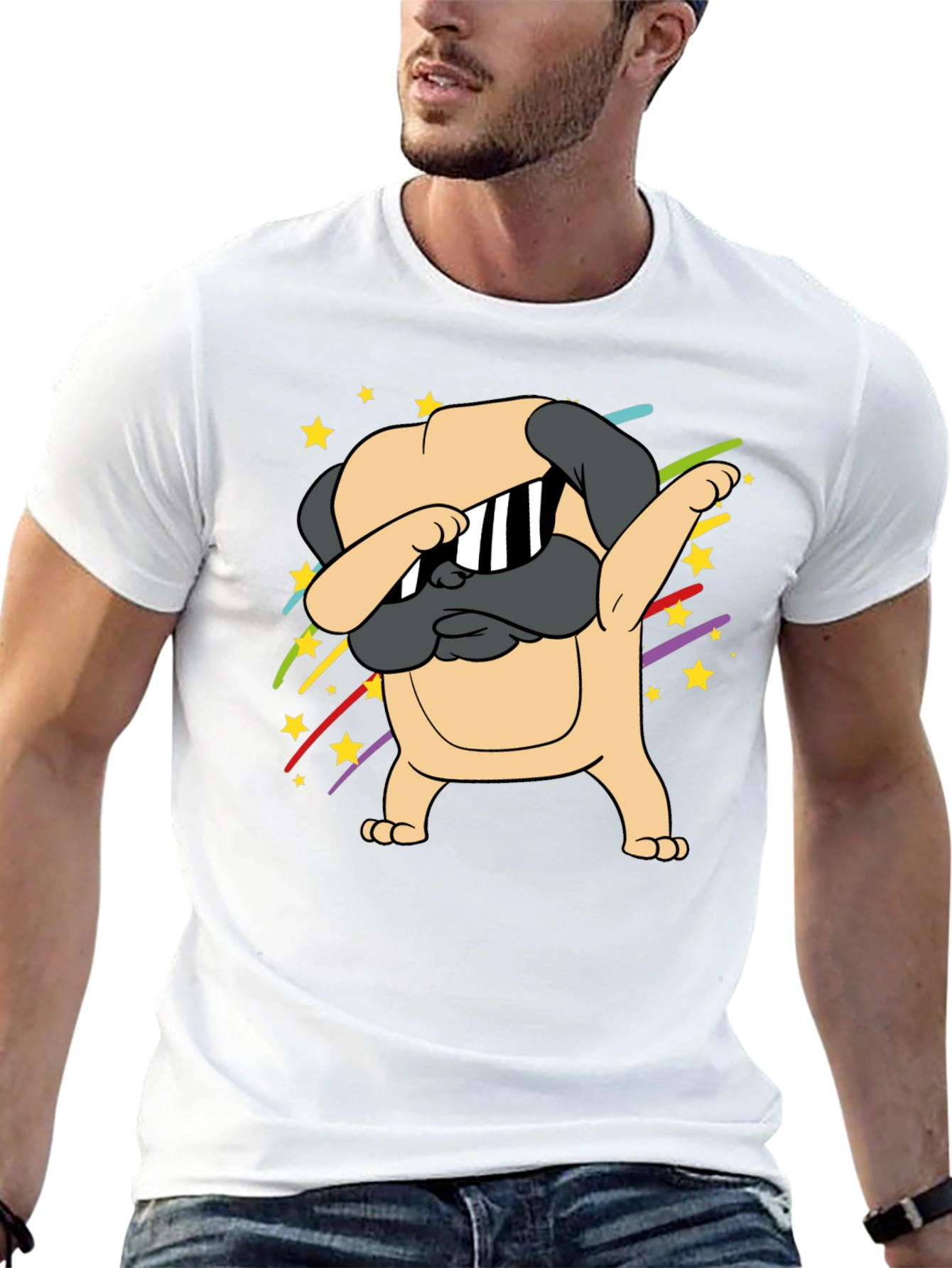 Dabbing Pug Graphic Tee - Trendy Dog Lover Shirt