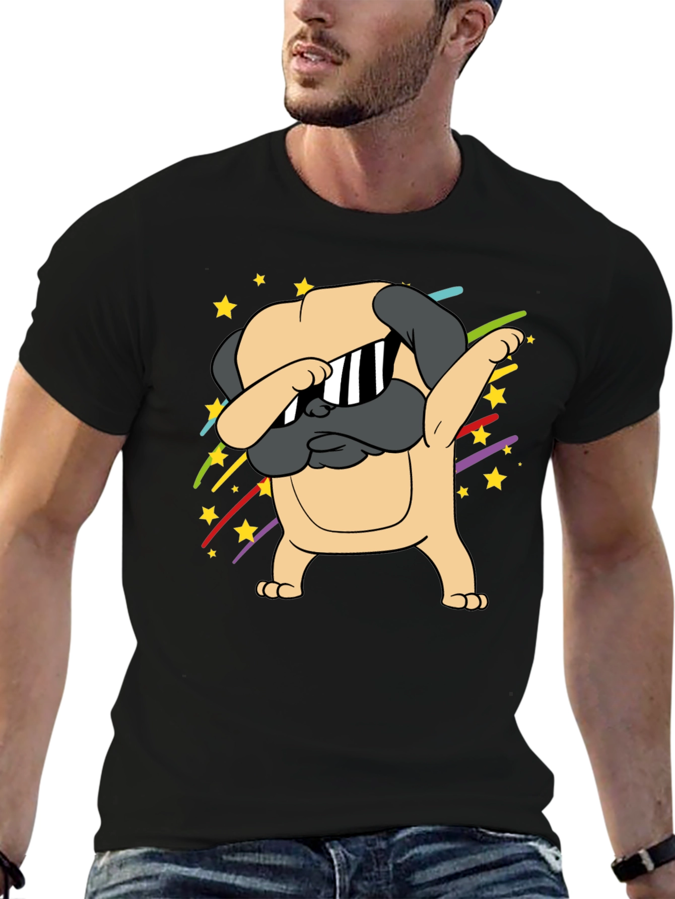Dabbing Pug Graphic Tee - Trendy Dog Lover Shirt