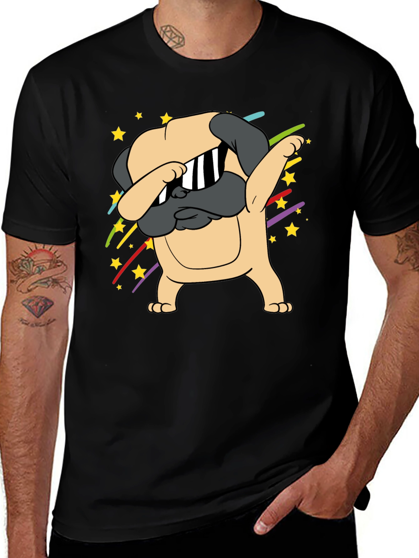 Dabbing Pug Graphic Tee - Trendy Dog Lover Shirt
