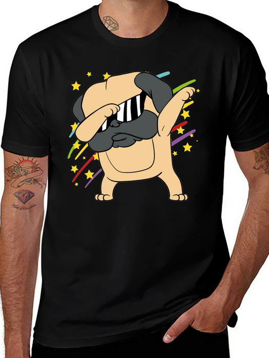 Dabbing Pug Graphic Tee - Trendy Dog Lover Shirt