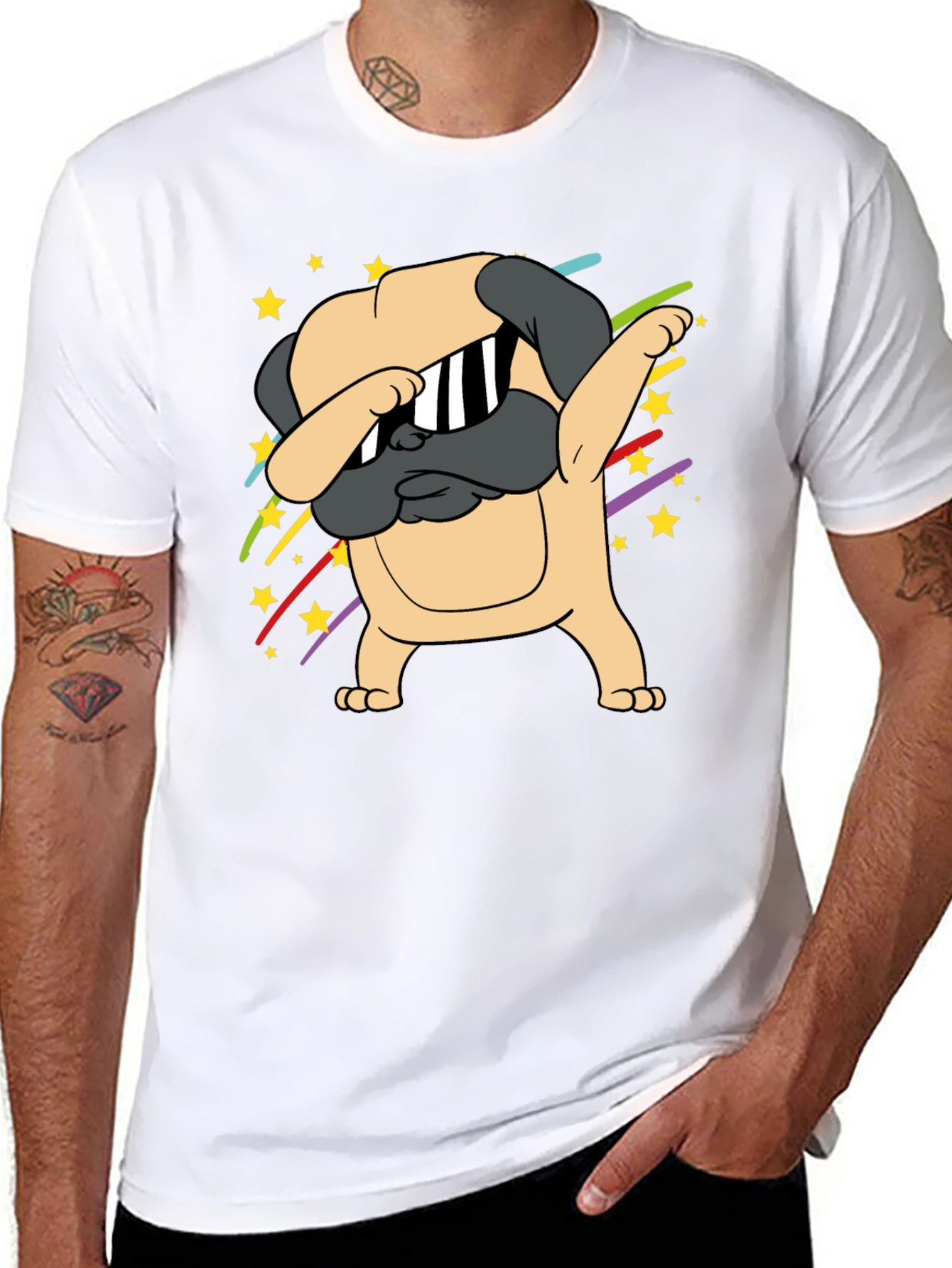 Dabbing Pug Graphic Tee - Trendy Dog Lover Shirt