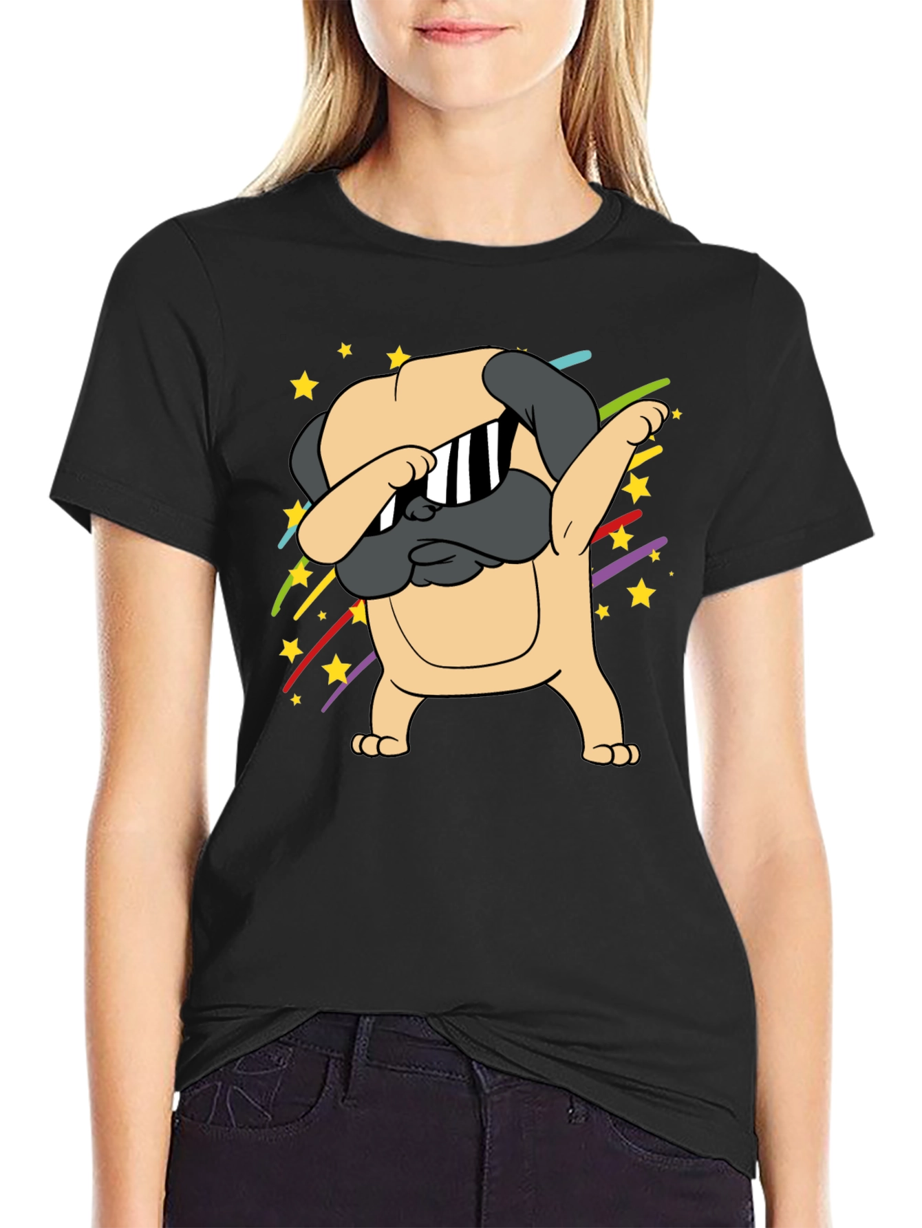 Dabbing Pug Graphic Tee - Trendy Dog Lover Shirt