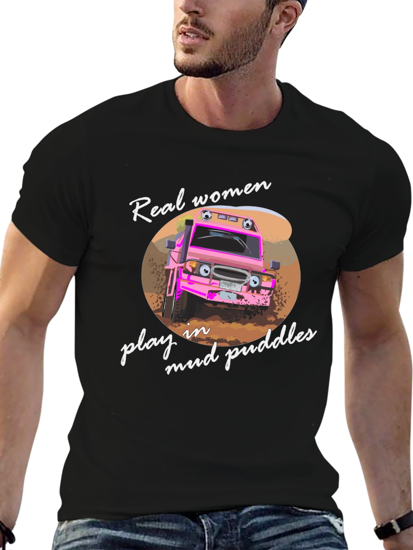 Real Women Mud Puddles Black T-Shirt