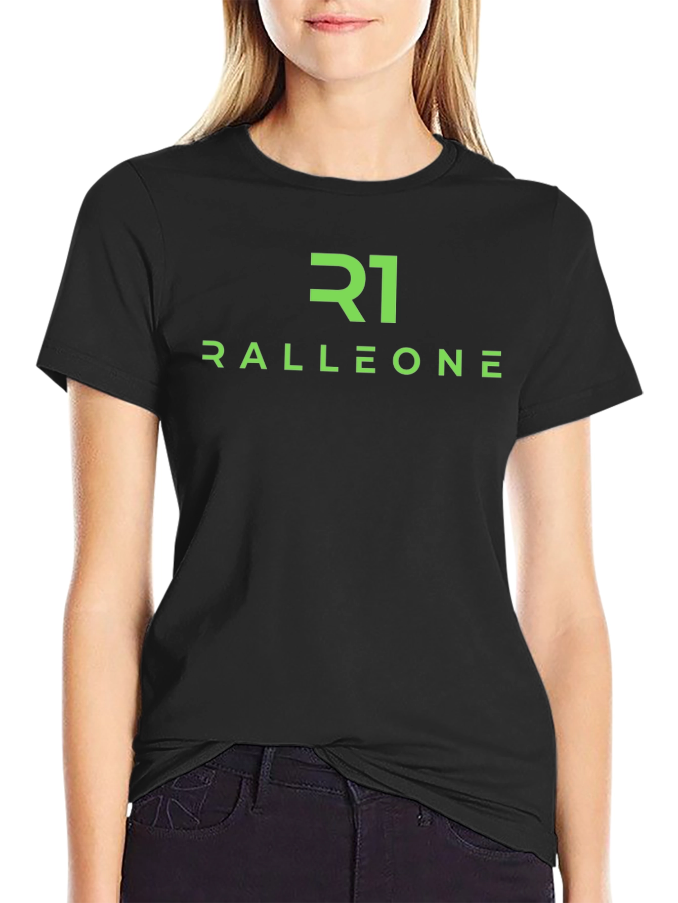Ralleone Green Logo Black T-Shirt