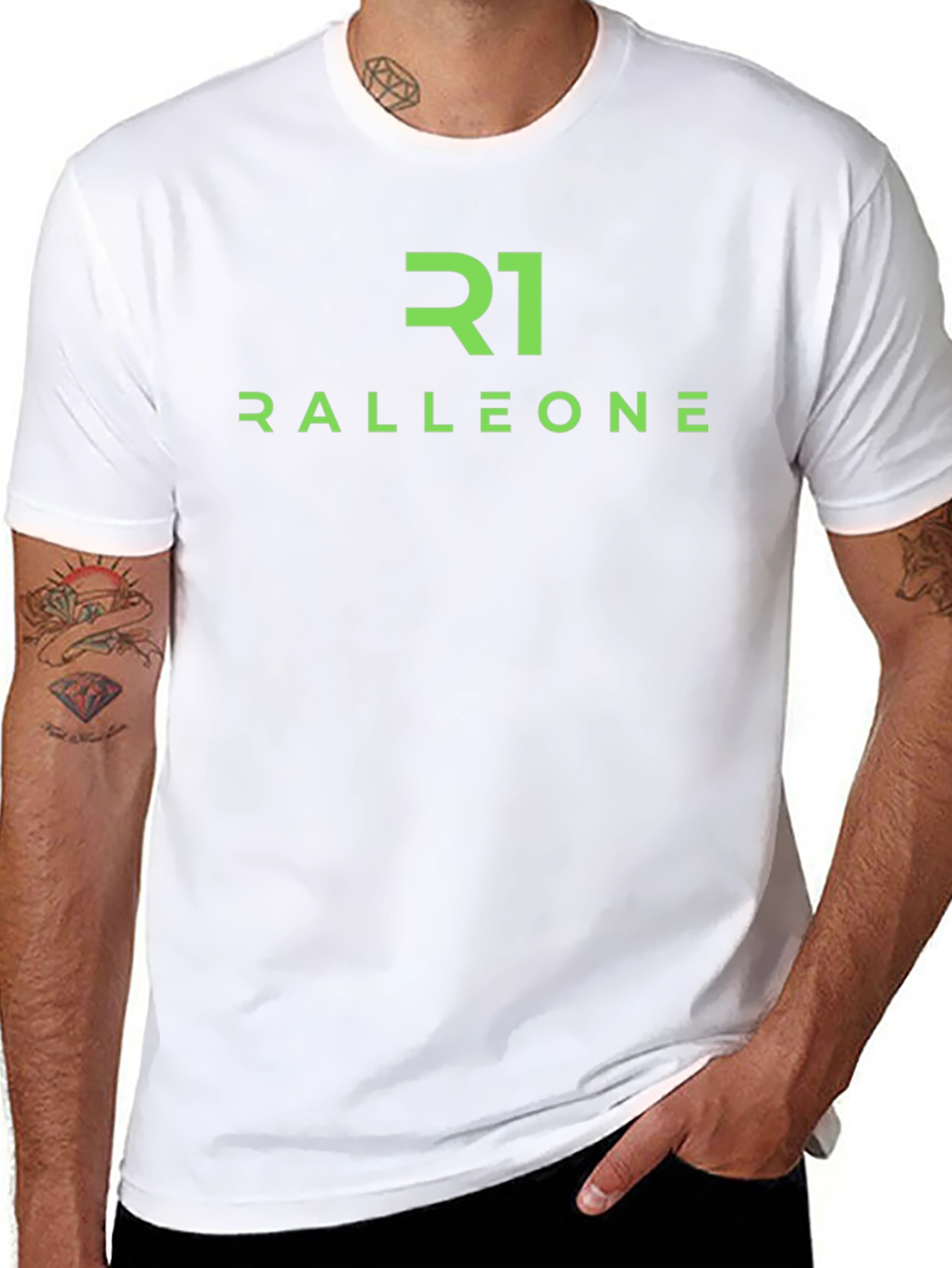 Ralleone Green Logo Black T-Shirt