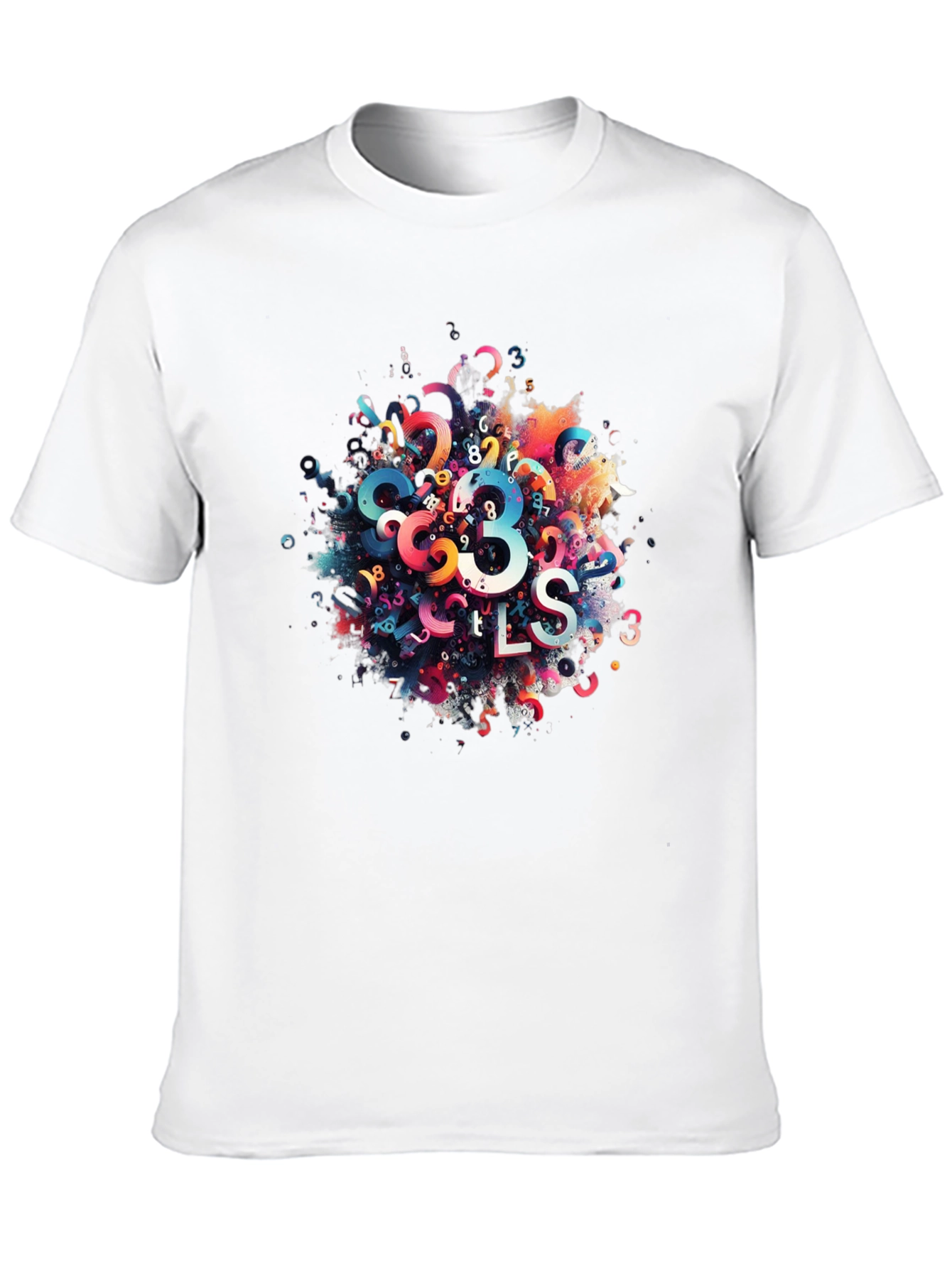 Abstract Numbers Graphic Print Black T-Shirt