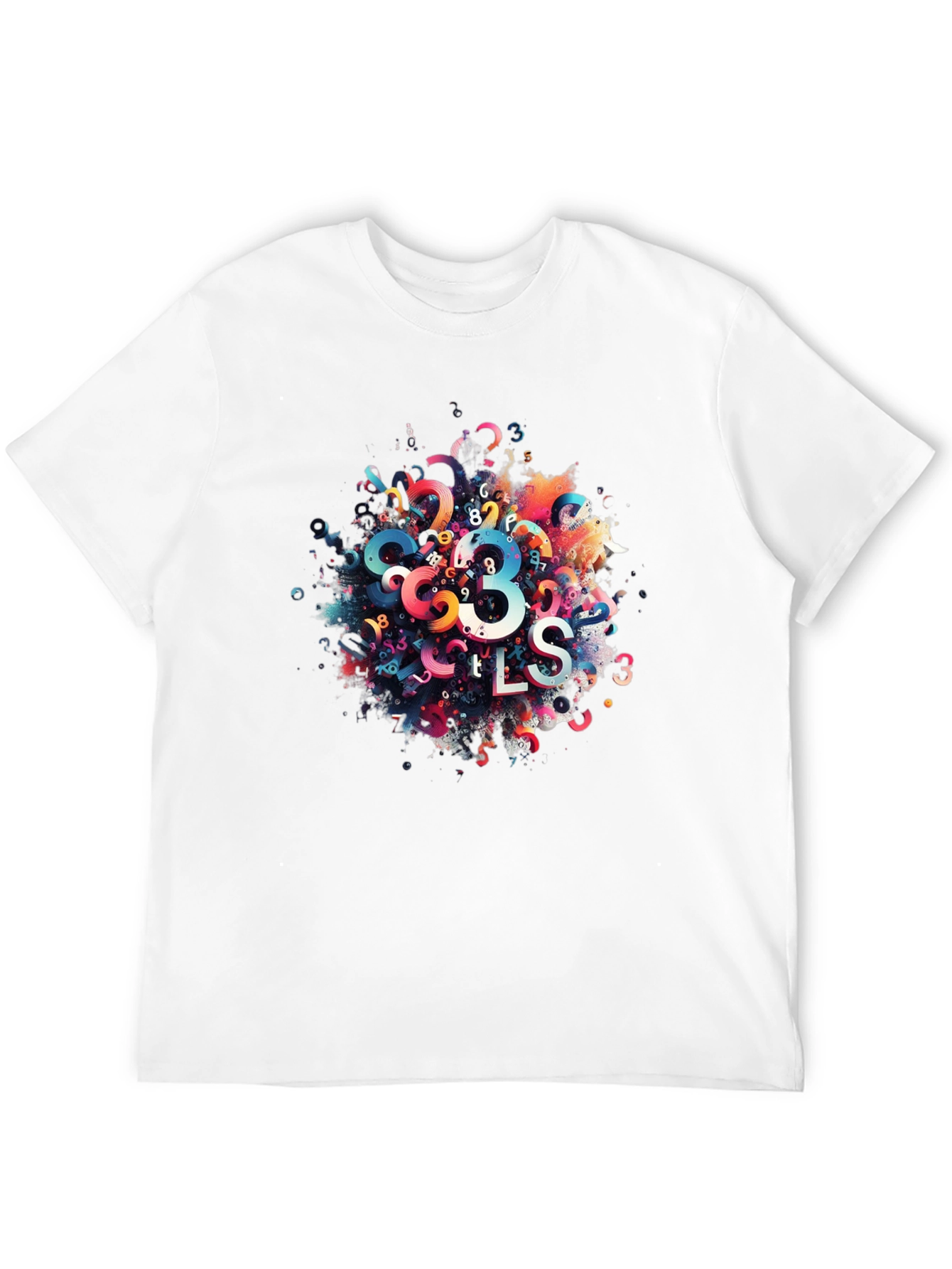 Abstract Numbers Graphic Print Black T-Shirt