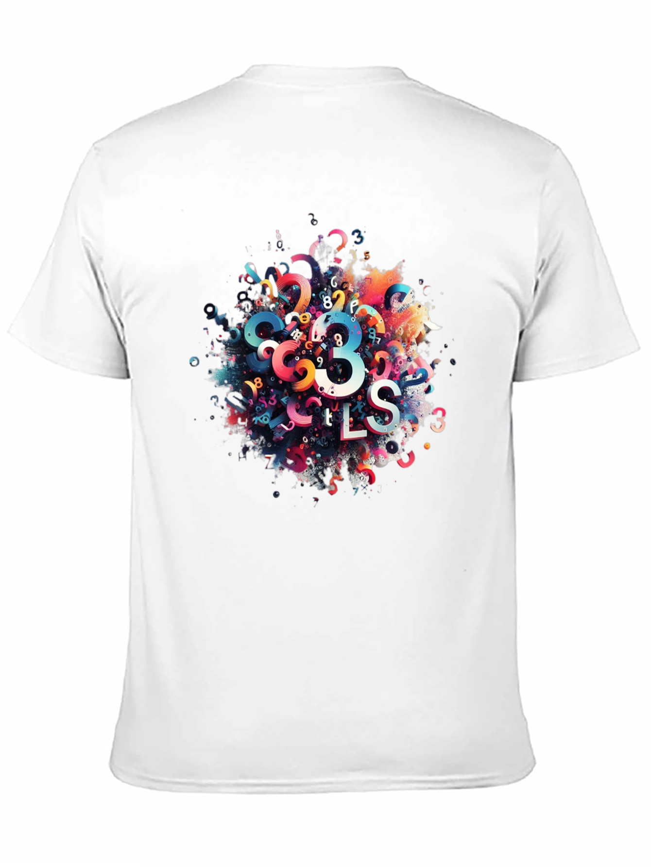 Abstract Numbers Graphic Print Black T-Shirt