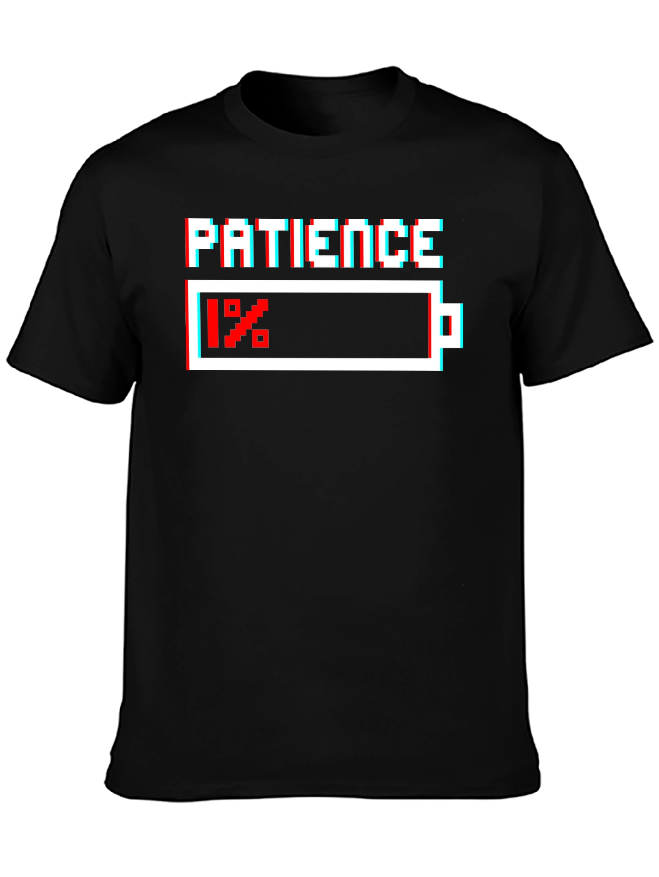 Patience 1% Battery Black Graphic T-Shirt