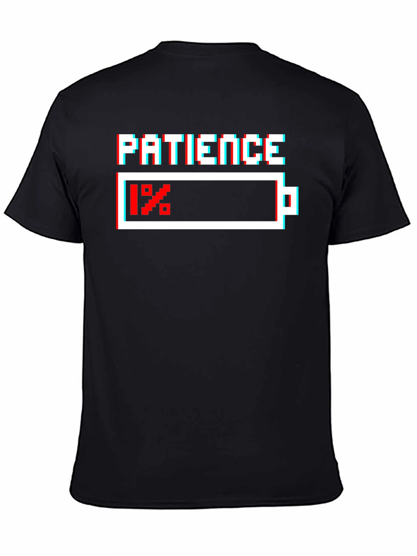 Patience 1% Battery Black Graphic T-Shirt