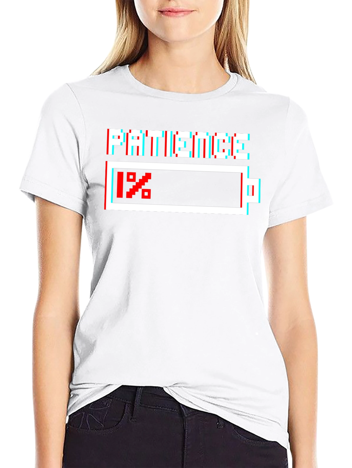Patience 1% Battery Black Graphic T-Shirt
