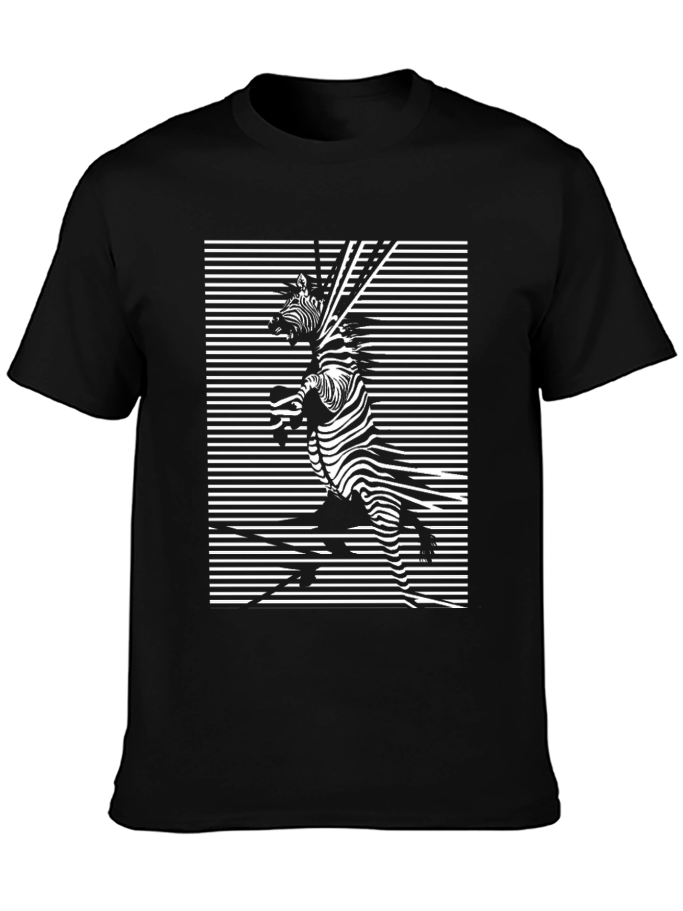Zebra Optical Illusion Black T-Shirt
